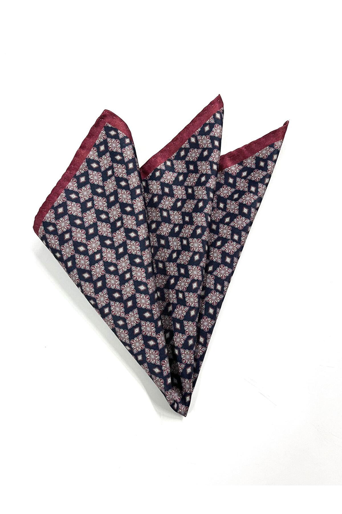  دستمال طرح‌دار سرمه‌ای و زرشکی