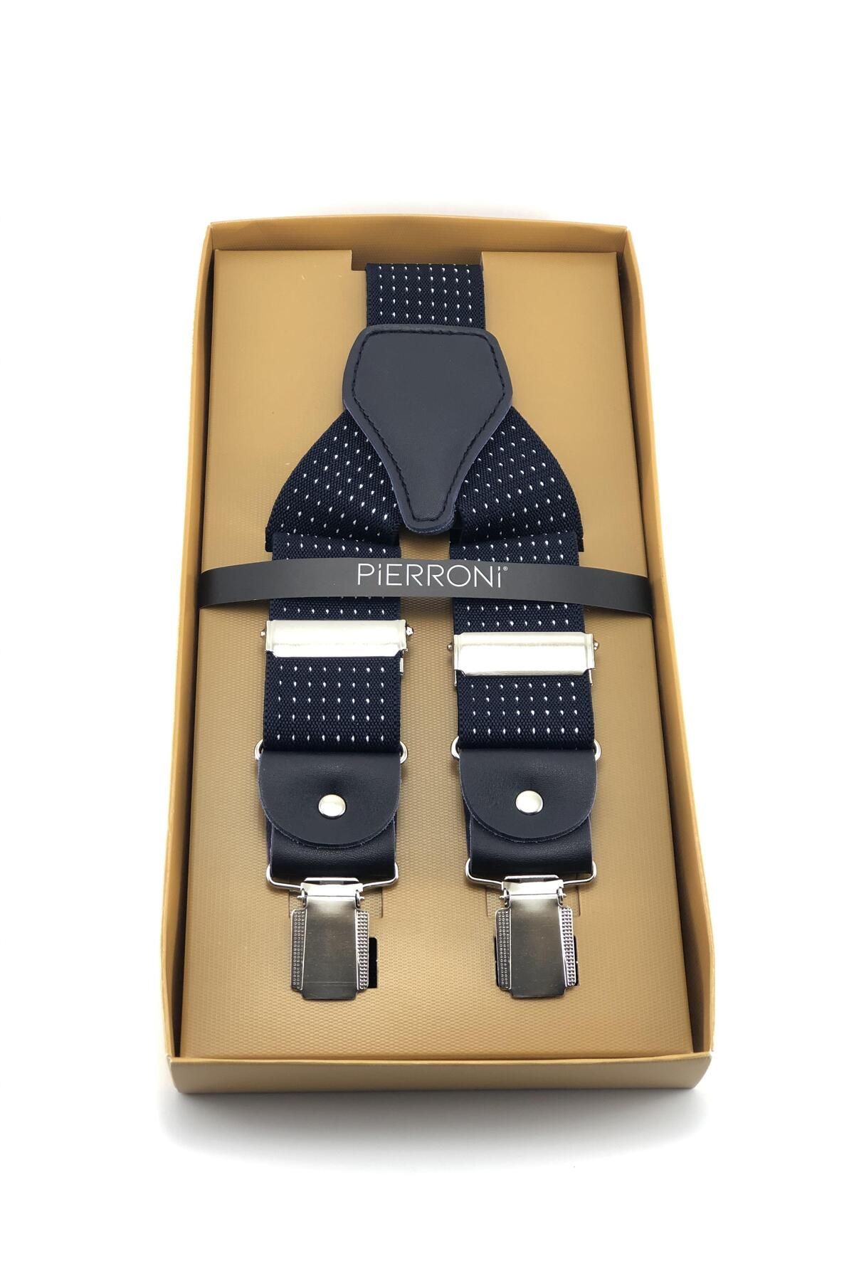 PİERRONİ-Navy Blue and White Dotted Trouser Hanger 1