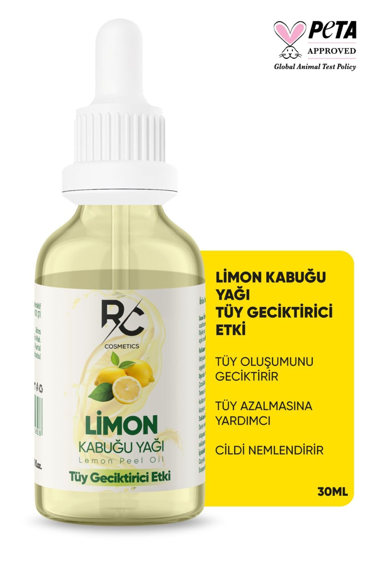 RC COSMETİCS Limon Kabuğu Yağı Tüy Geciktiricili Etki Tüy Azaltıcı Serum 30ml