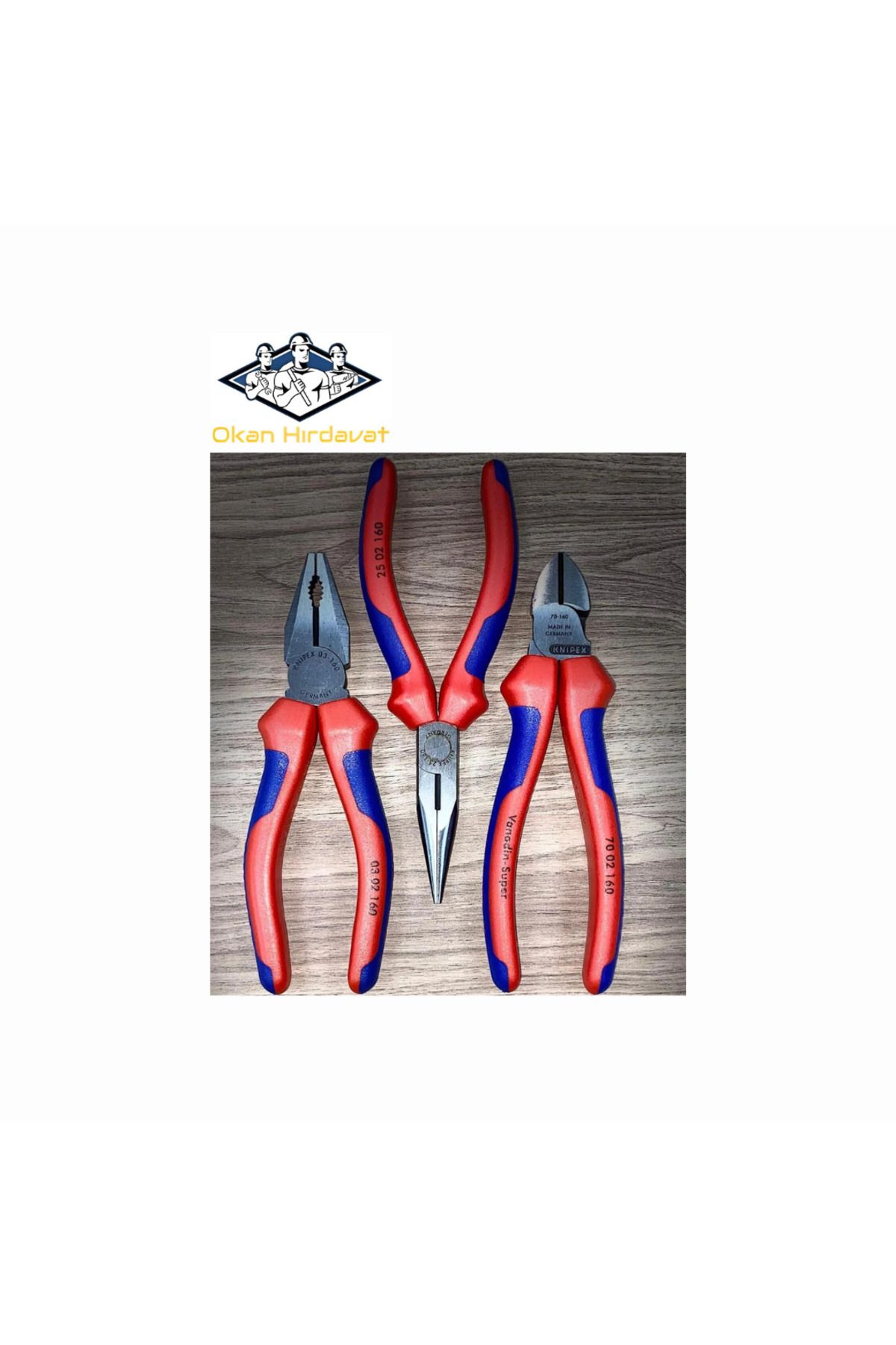 Knipex 3'lü SET 160mm PENSE 160mm YANKESKİ 160mm KARGABURUN