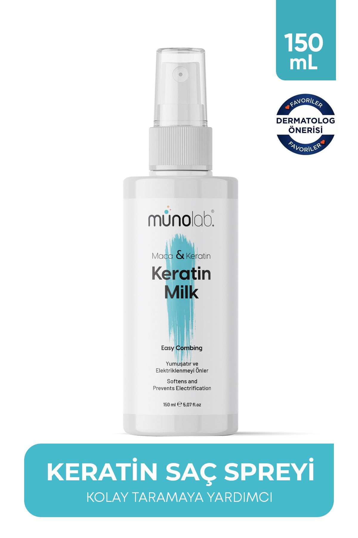 MUNOLAB Güneş & Isı Koruyucu Onarıcı Keratin & Maca Fön Spreyi 150 ml