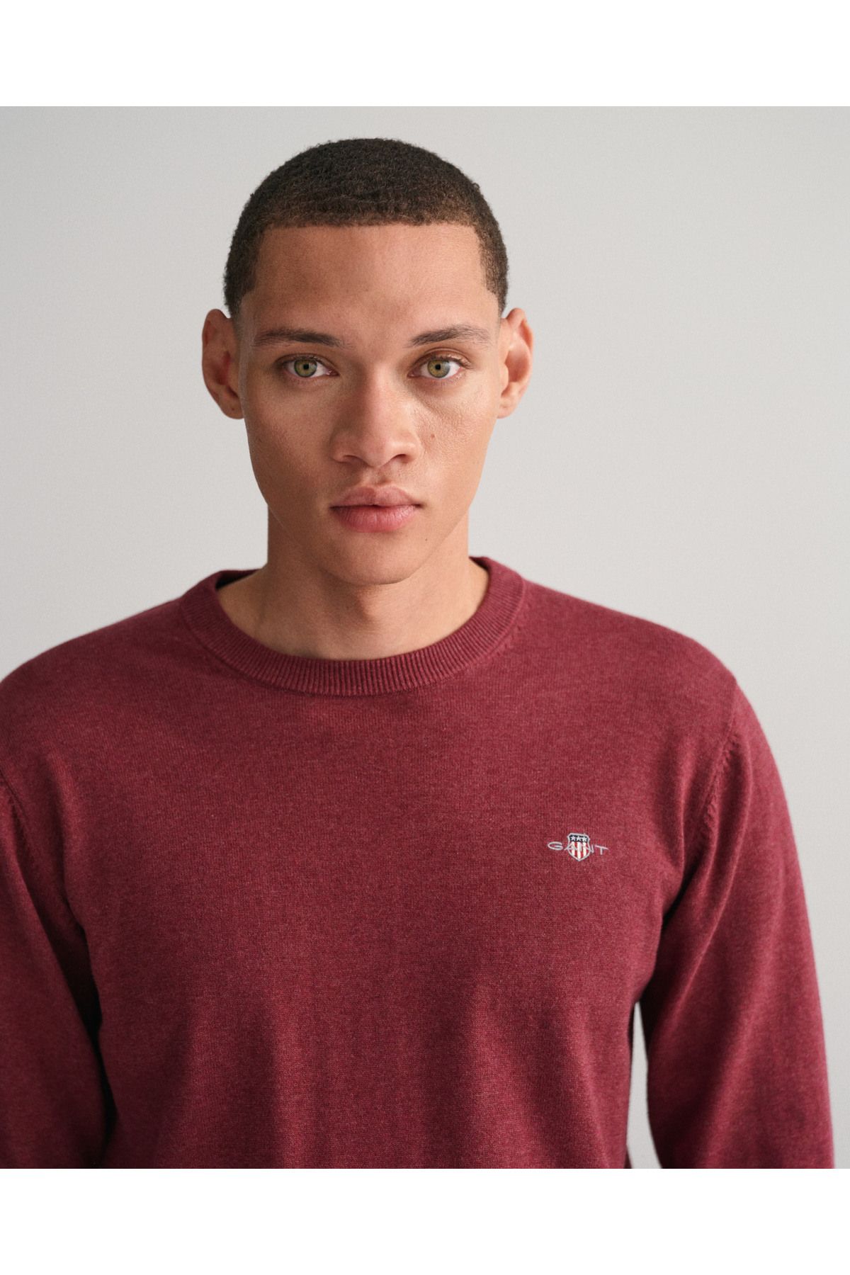 Gant-Men's Claret Red Regular Fit Crew Neck Sweater 4