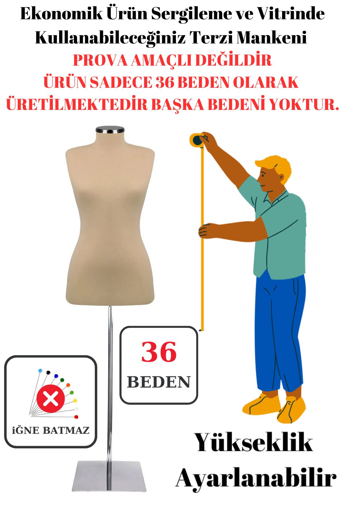 Manken İstanbul-Budget Friendly Aesthetic Appearance 36 Size Tailor Manikin Display Manikin (Needle Does Not Sink-One Size) 1