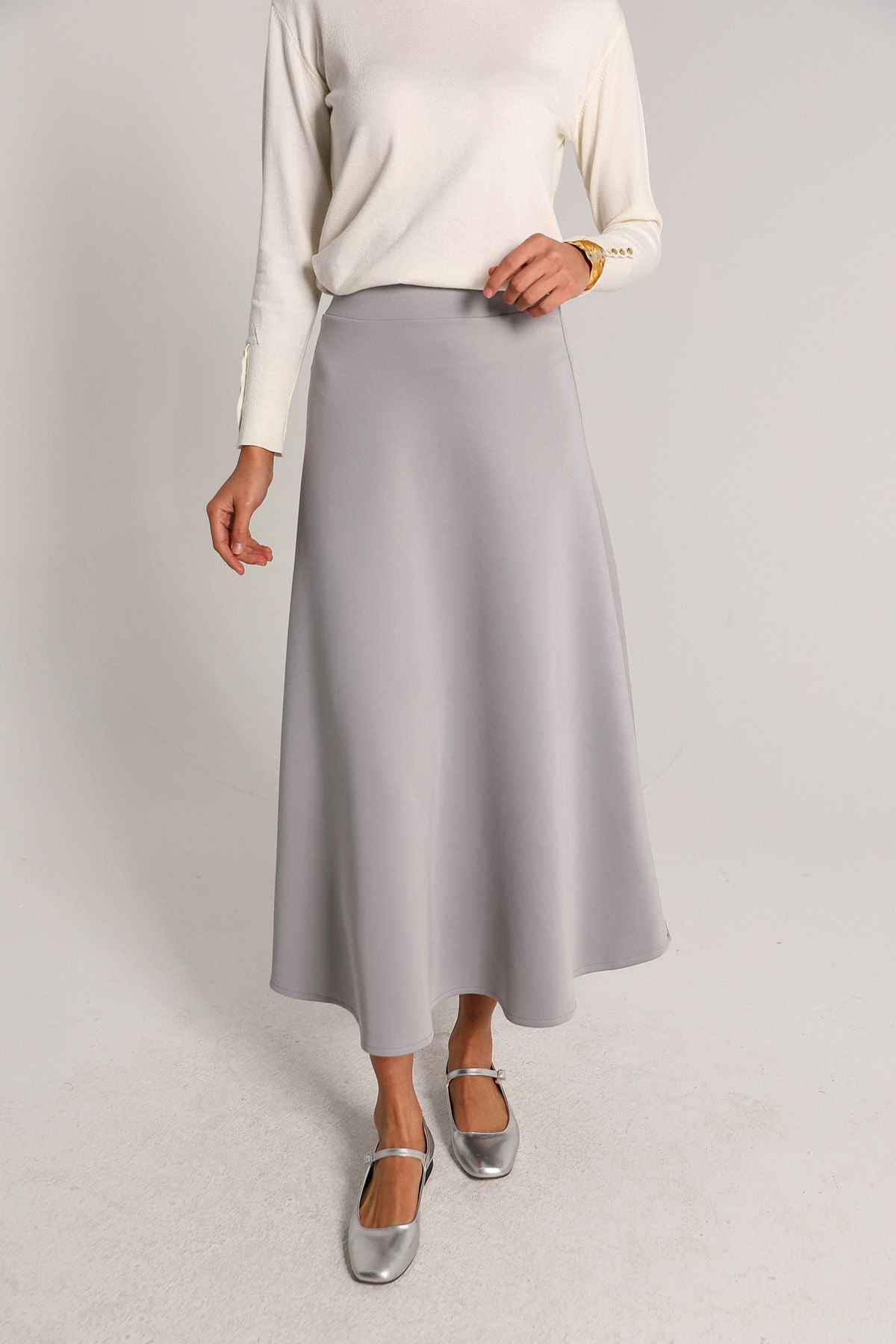 Melike Tatar-Gray Scuba Skirt 62-5076 3