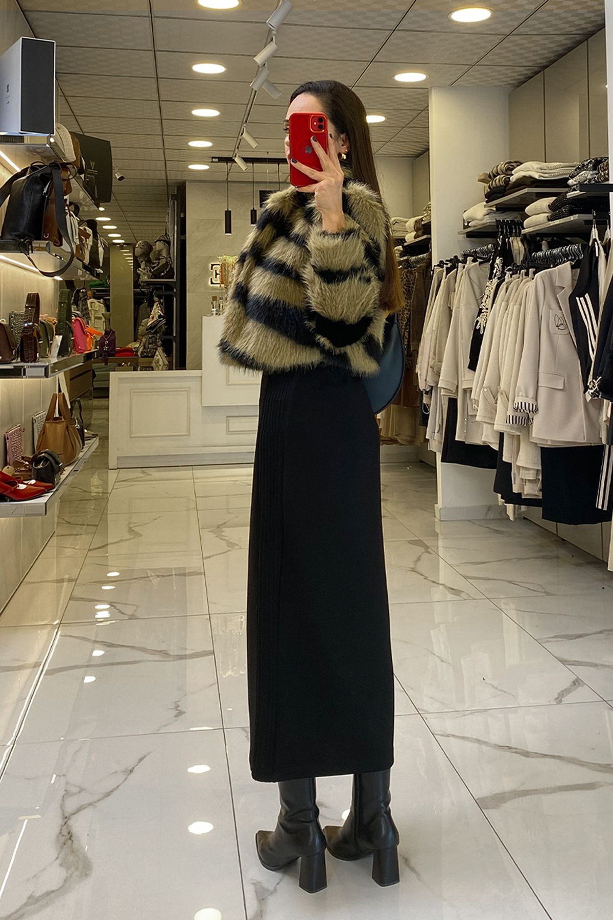 کت سیاه زنانه لباس خز مصنوعی MIARUJ BLACK ZEBRA اورجینال Vosse