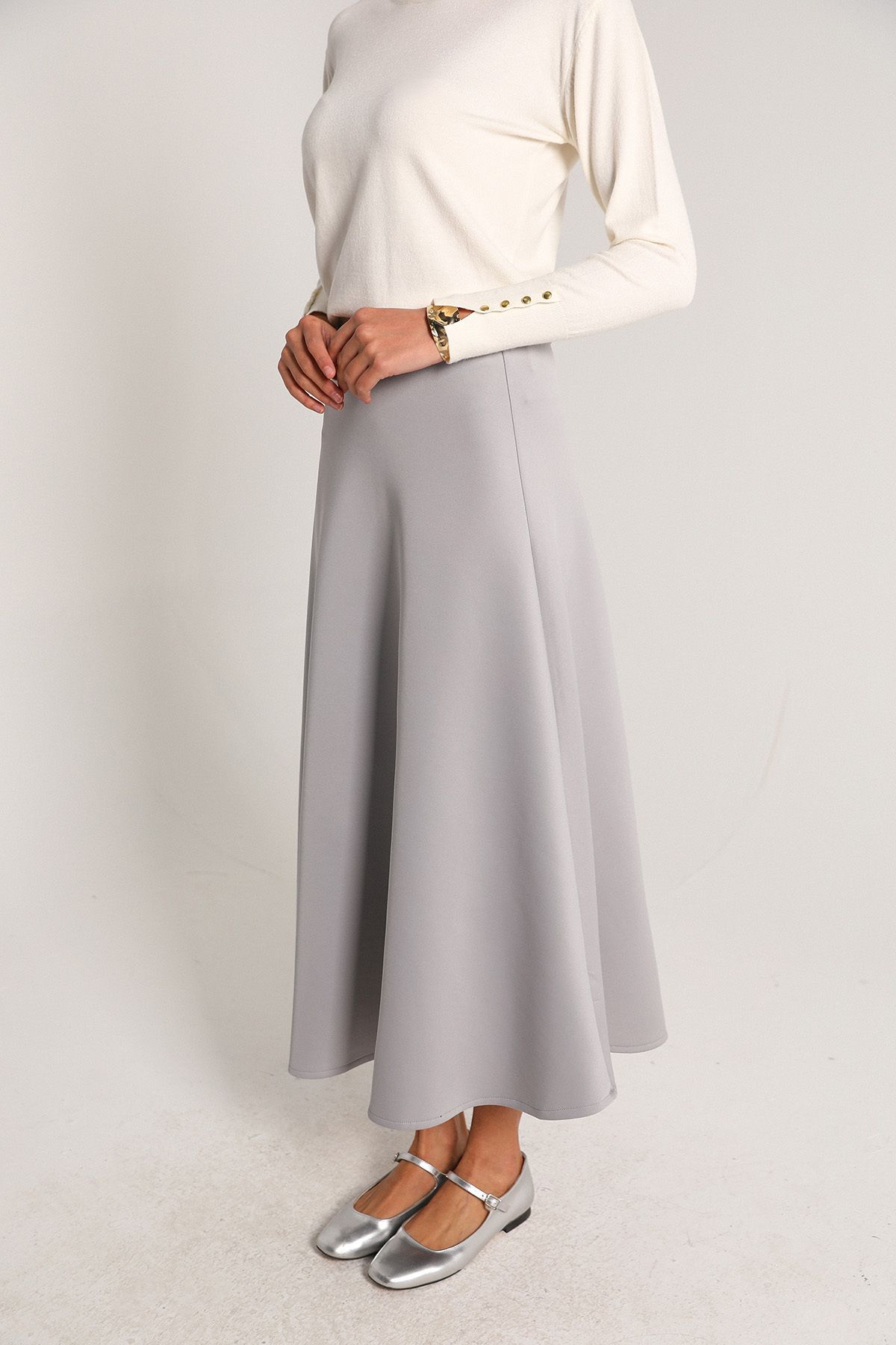 Melike Tatar-Gray Scuba Skirt 62-5076 4