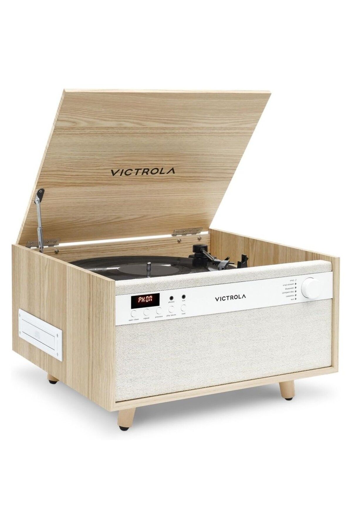 Victrola 6'sı 1 Arada Bluetooth Pikap, CD, Kaset Çalar ve Aux Bağlantı Özellikli Müzik Merkezi