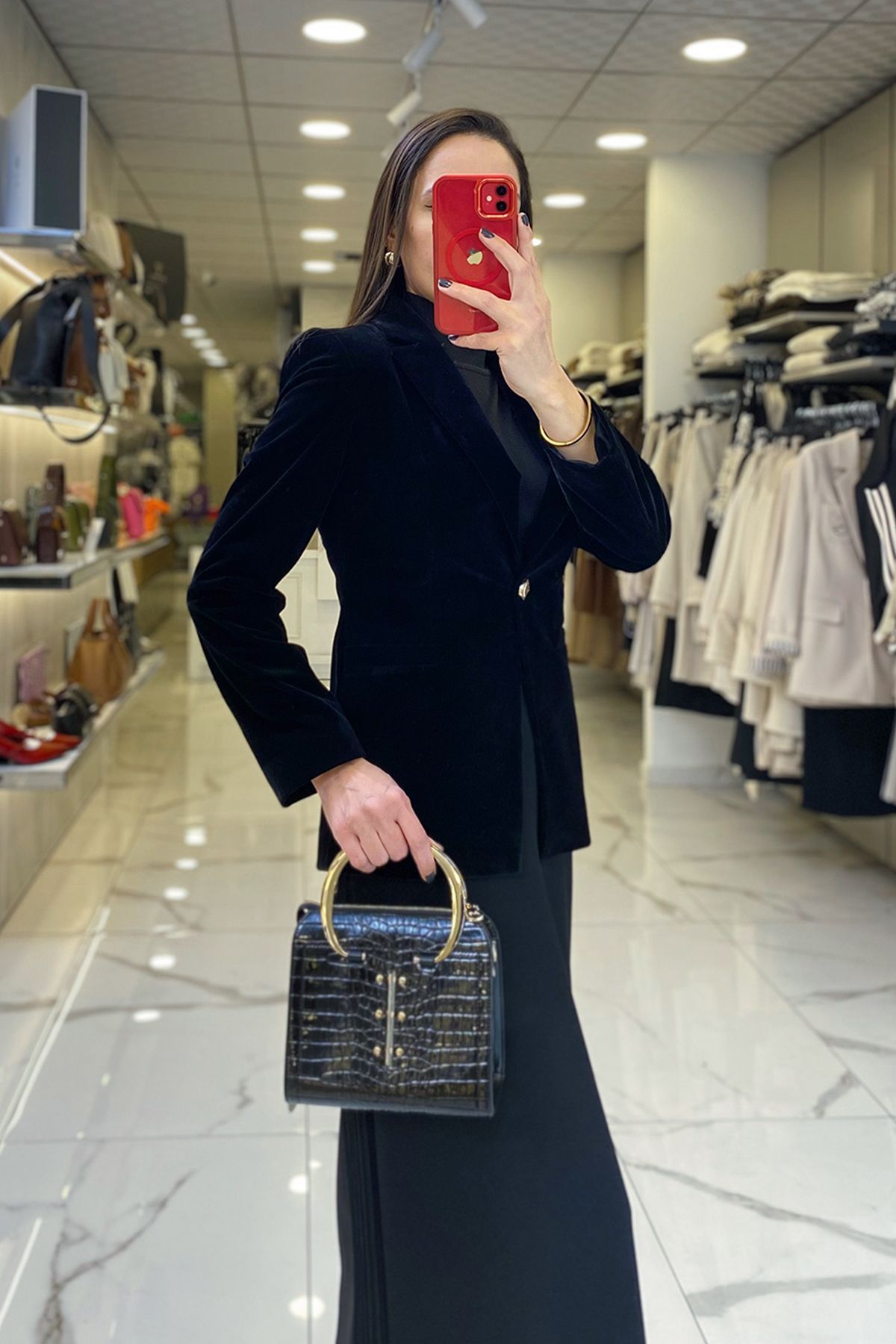 کت سیاه زنانه لباس ژاکت BLAZER مخمل اورجینال Vosse
