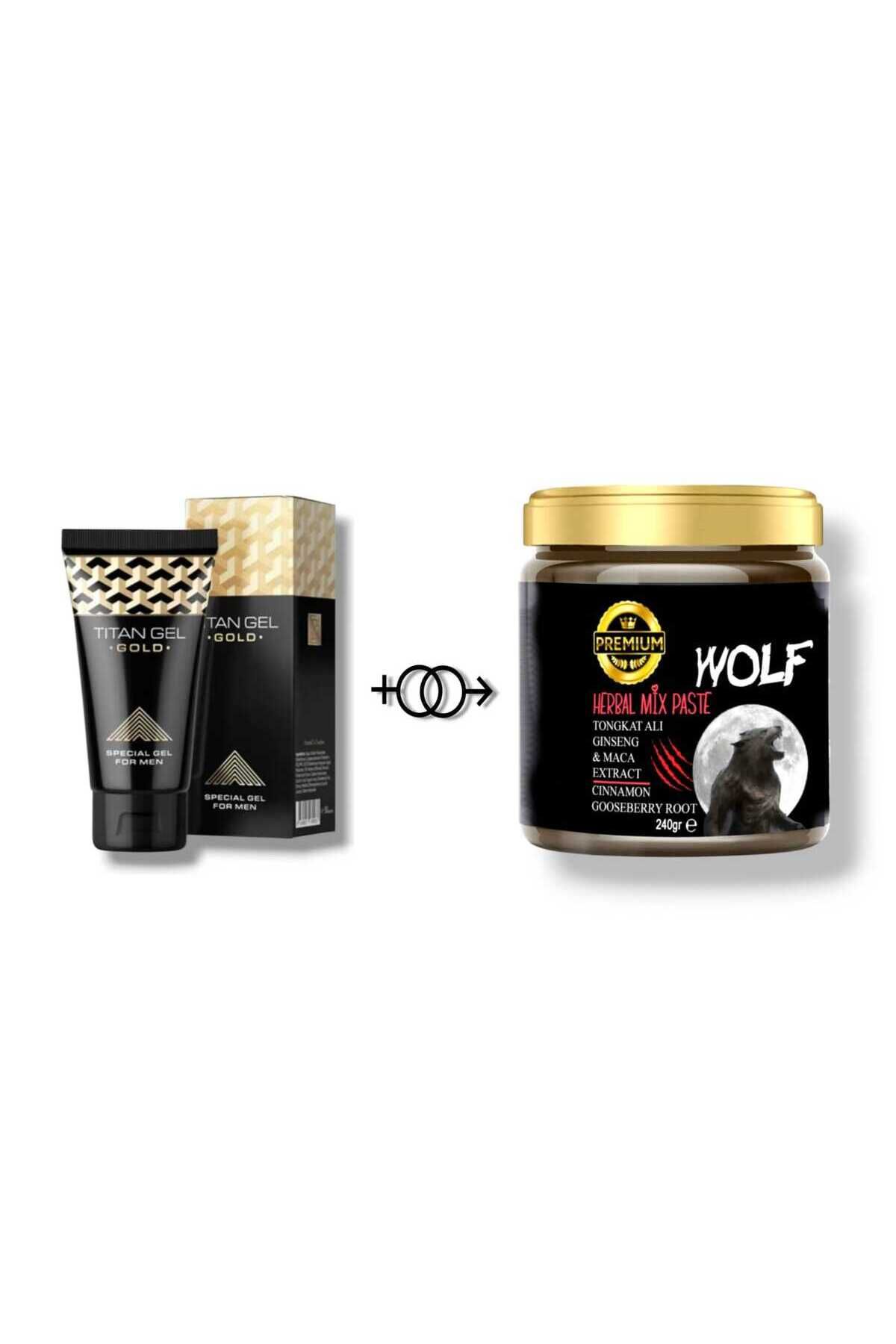 Wolf Titan Jel Gold Erkek Penìs Kremi 50 ML & Premium Wolf Performansa Etki Güç Macunu 240 Gr