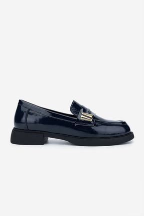 Valmenti Kadın Hakiki Deri Lacivert Loafer Ayakkabı