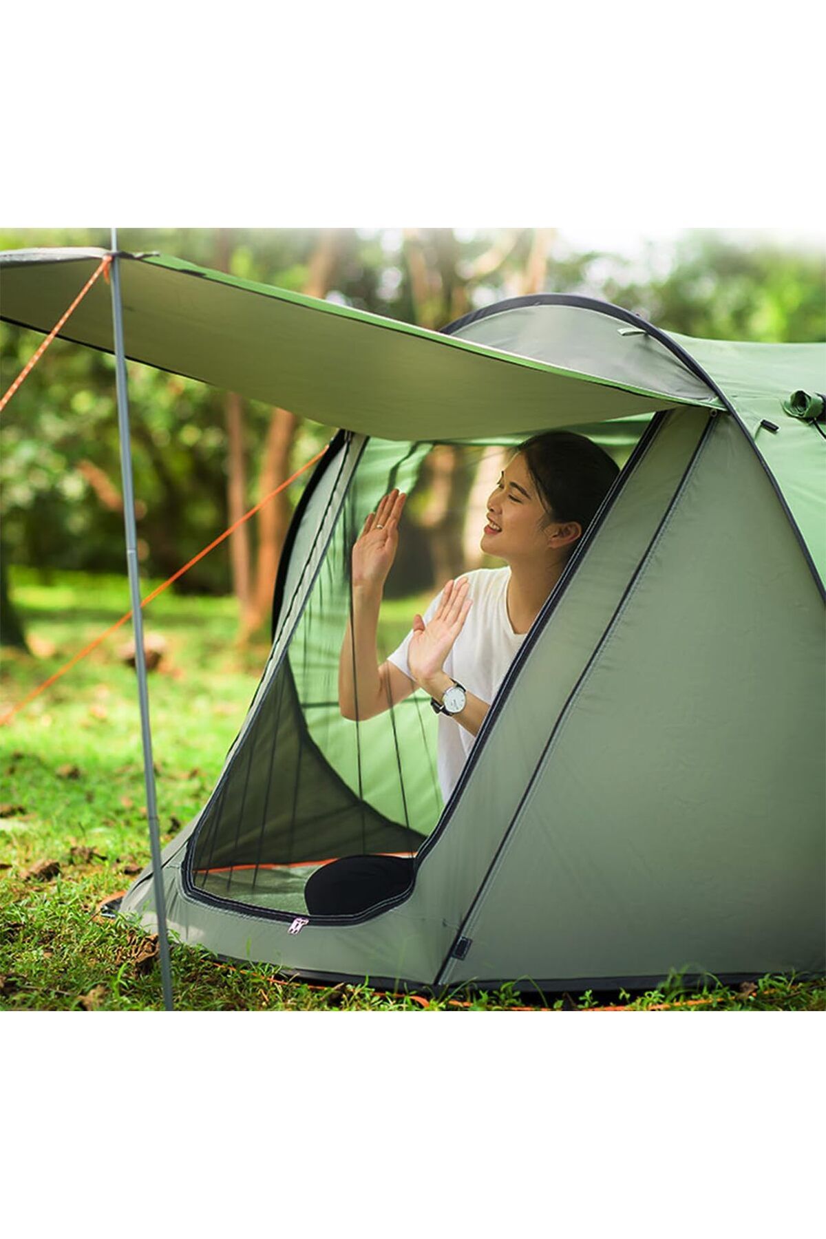 Arabest-Pop Up Tent with Skylight and Mosquito Net, Waterproof Windproof Lightweight Tent for 3-4 6