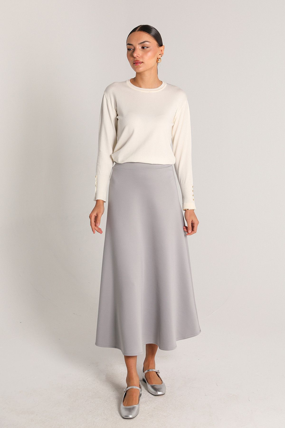 Melike Tatar-Gray Scuba Skirt 62-5076 2