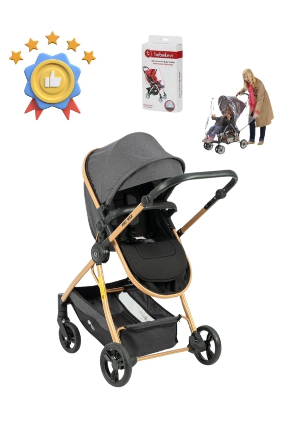 modabebekler NAKRE  PROMAX ÇİFT YÖNLÜ KULLANIM TRAVEL BEBEK ARABASI YAĞMURLUK HEDİYELİ fotoğrafı 5 (önizleme)