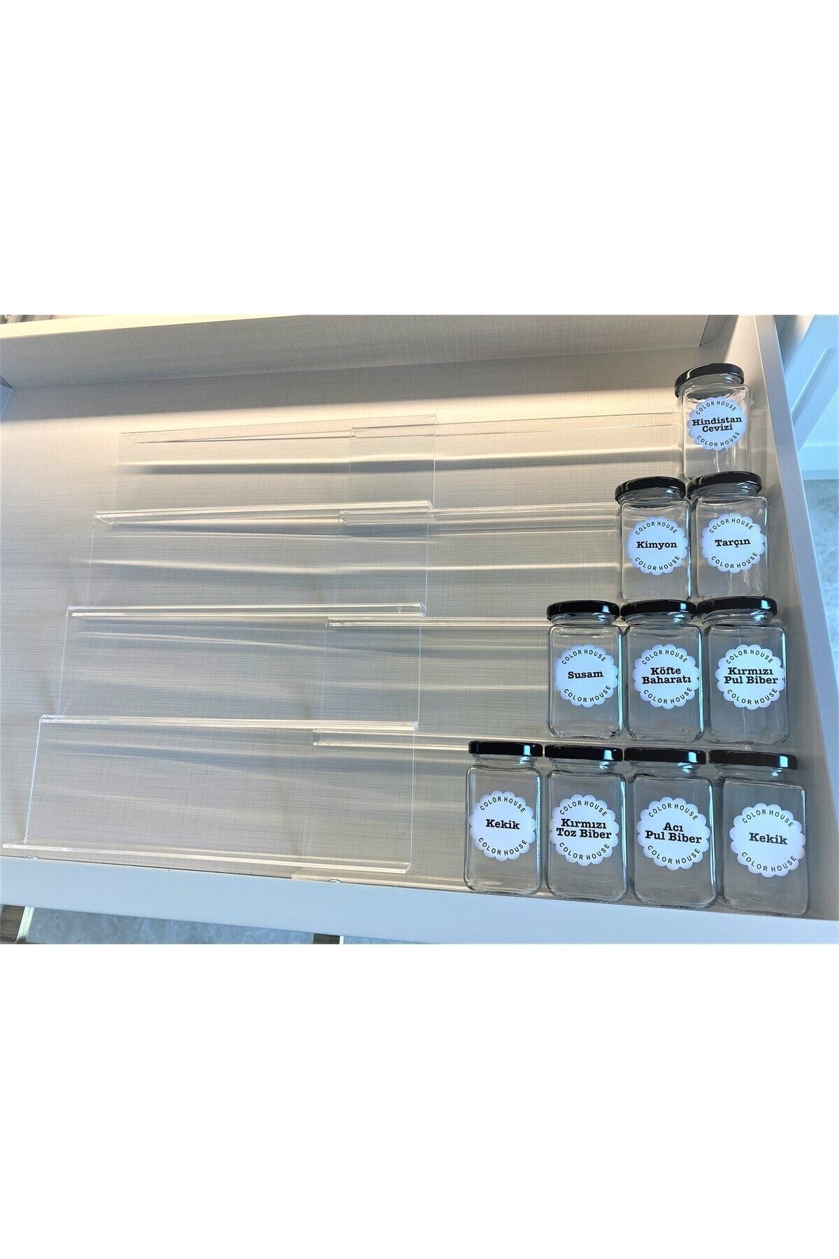 color house-30.5 * 13 cm Spice Rack Z305 - 8 Pcs Drawer and Organizer Inside 8