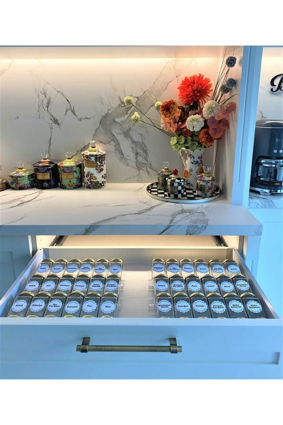 color house-30.5 * 13 cm Spice Rack Z305 - 8 Pcs Drawer and Organizer Inside 4