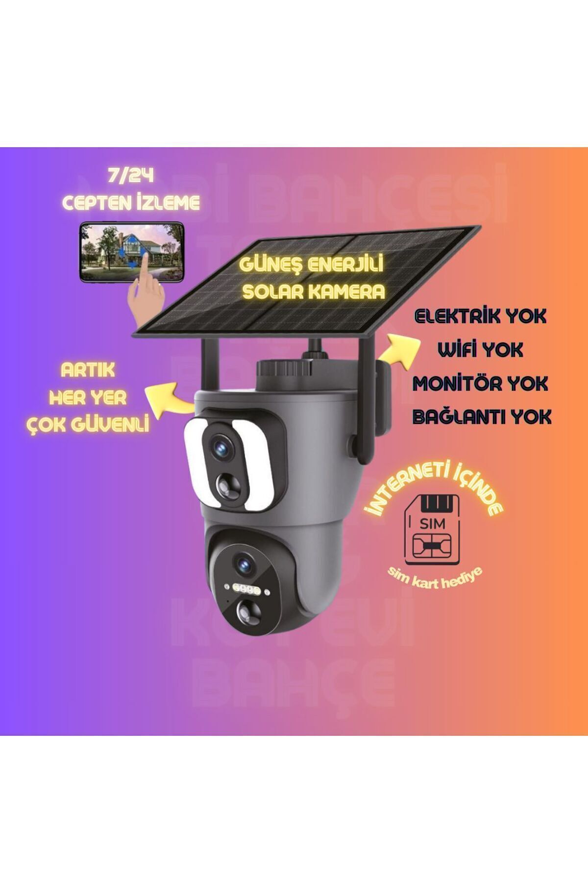 inox Güneş Enerjili Solar Kamera 5mp Çift Lens 238