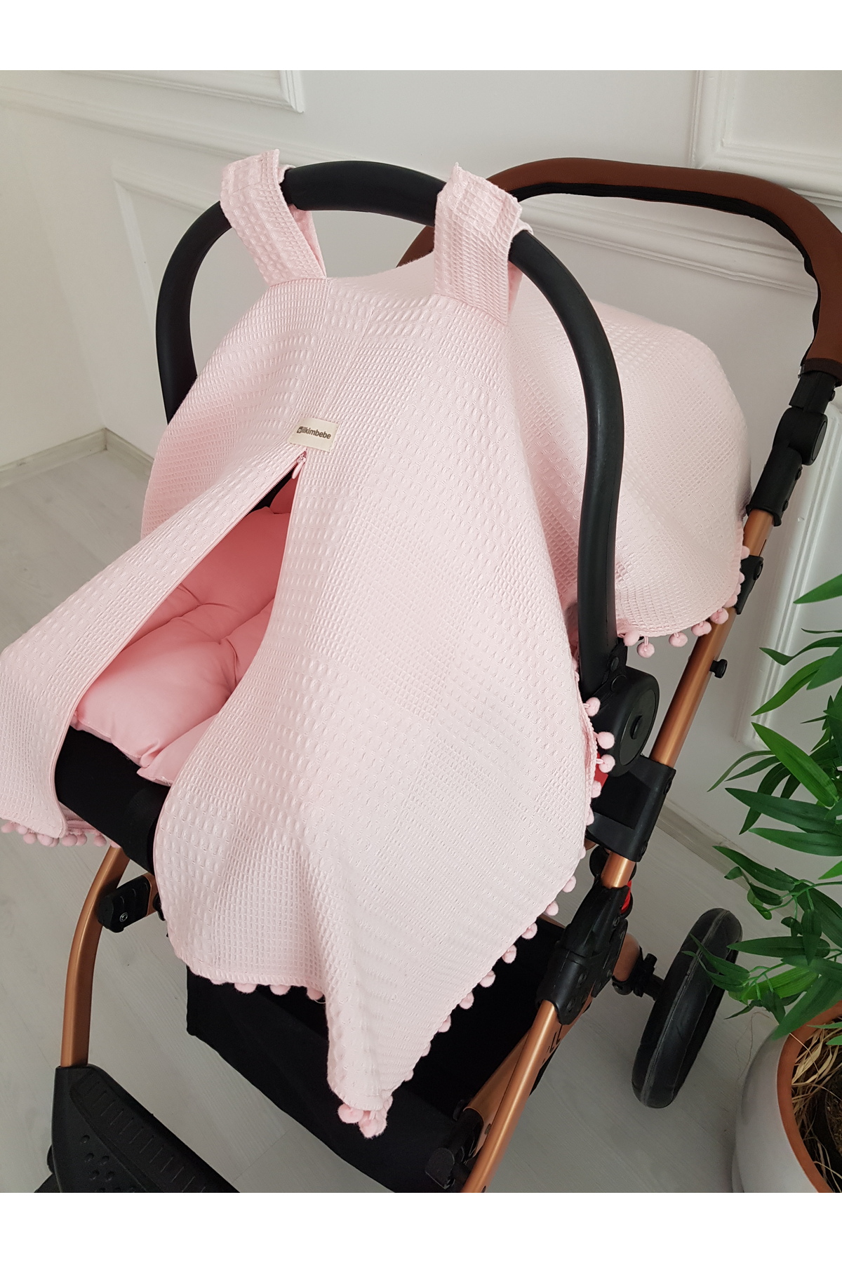 ib ilkimbebe Waffle Pikeli Fermuarlı Bebek Puset Örtüsü ve Çift Taraflı Bebek Puset Minderi fotoğrafı 4 (önizleme)