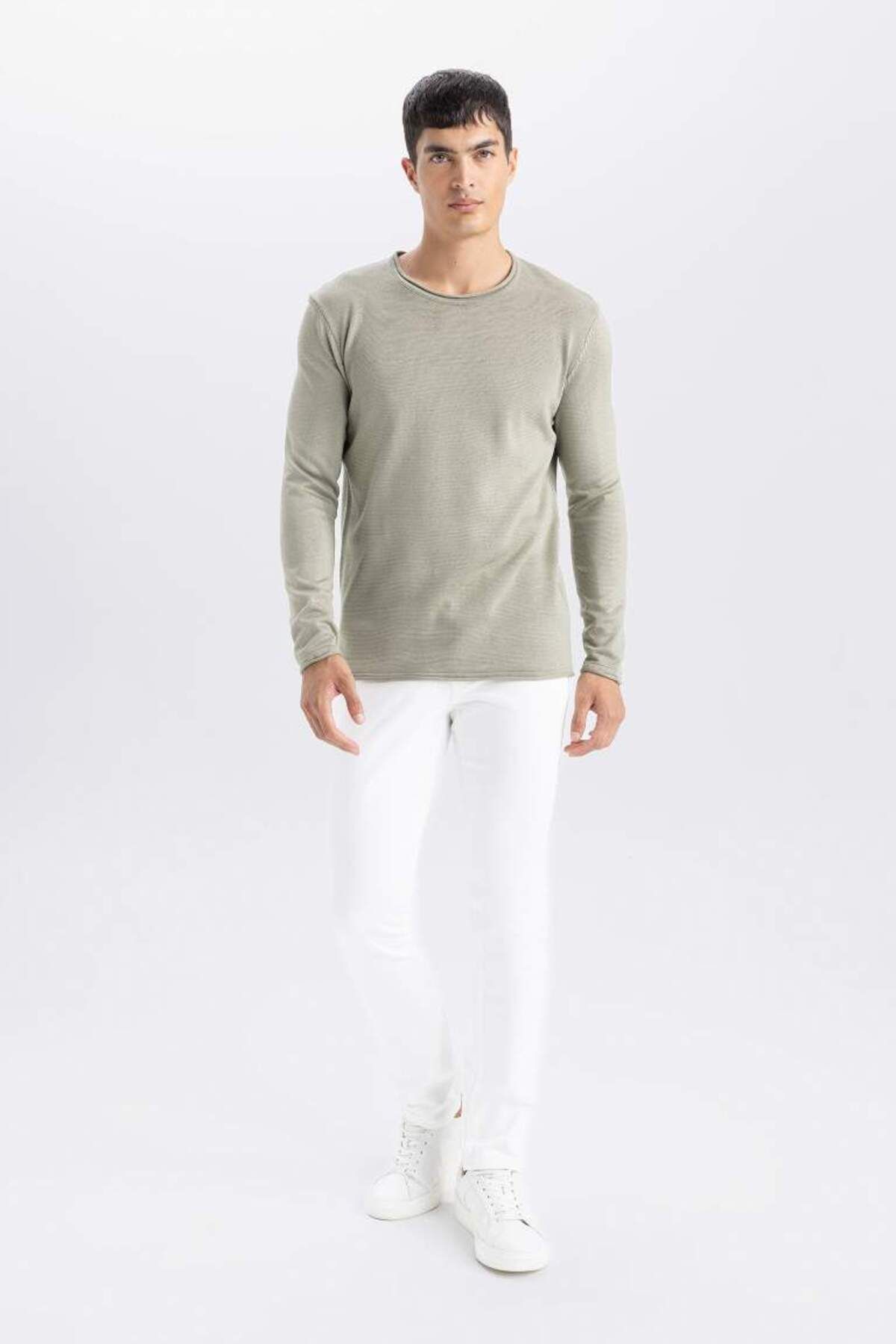 DeFacto-New Season Relax Fit Crew Neck Basic Plain Knitwear Sweater 2