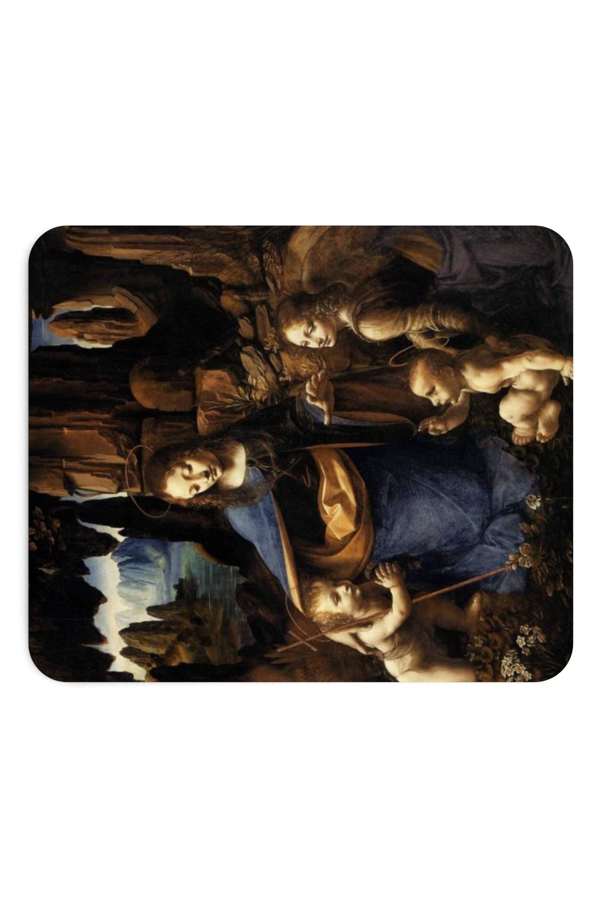 BASKIBAZAR Since 2020-Leonardo Da Vinci - the Virgin of Rocks - Table Printed Rectangular Mousepad 2