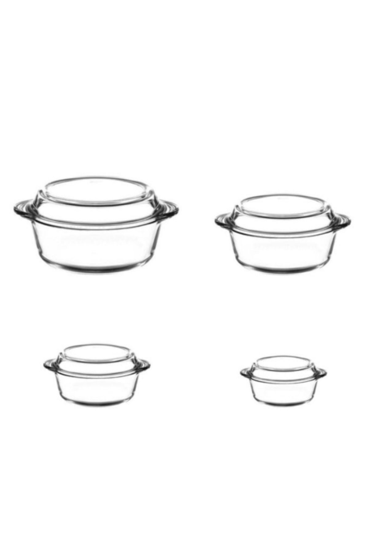 Paşabahçe-Set of 4 Round Pyrex Pots - Large Size Within 3150Cc 2
