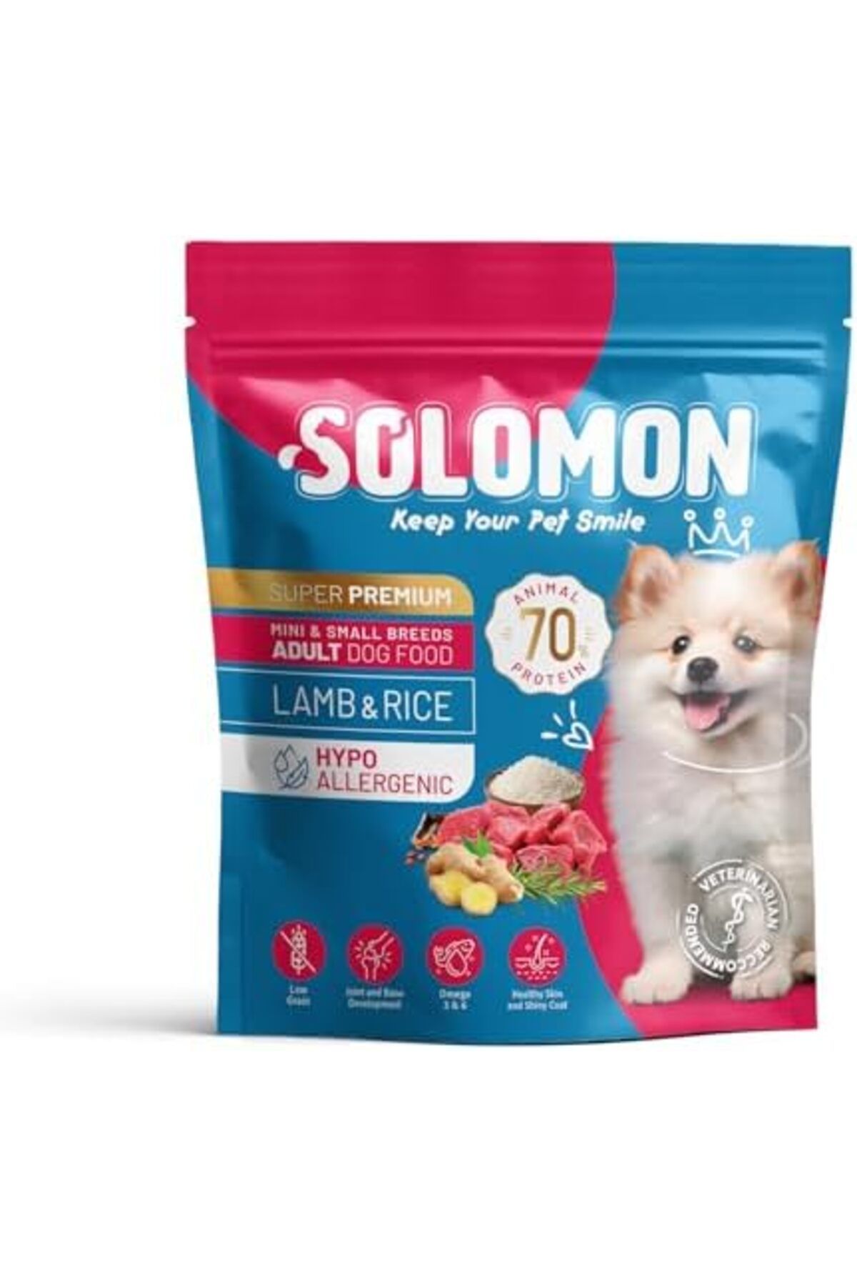 Solomon Yetişkin Küçük Irk Kuzu'lu Süper Premium Köpek Maması 1,5 kg Hipoalerjenik - Düşük Tahıllı