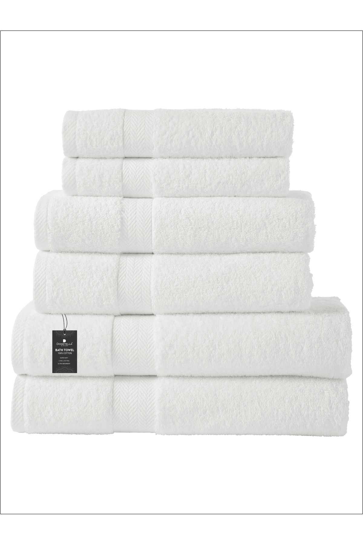 Donetella-6-Pcs Premium Towel Set with 2 Bath Sheet,2 Bath Towel and 2 Hand Towel 600 GSM 100% Combed Cotton 1