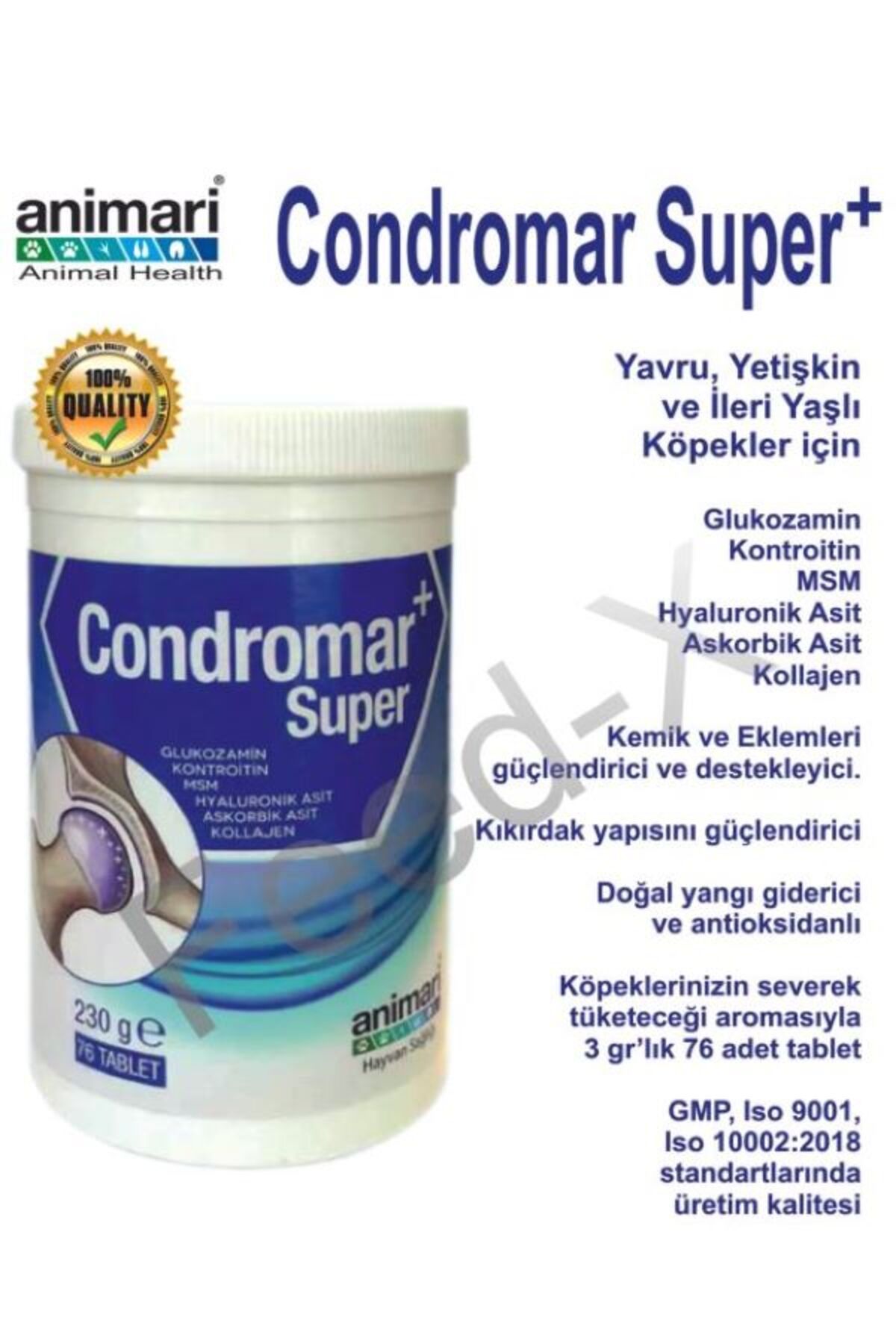 pegasuspetmarket01 Condromar Super 230 gr 76 Tablet köpekler için