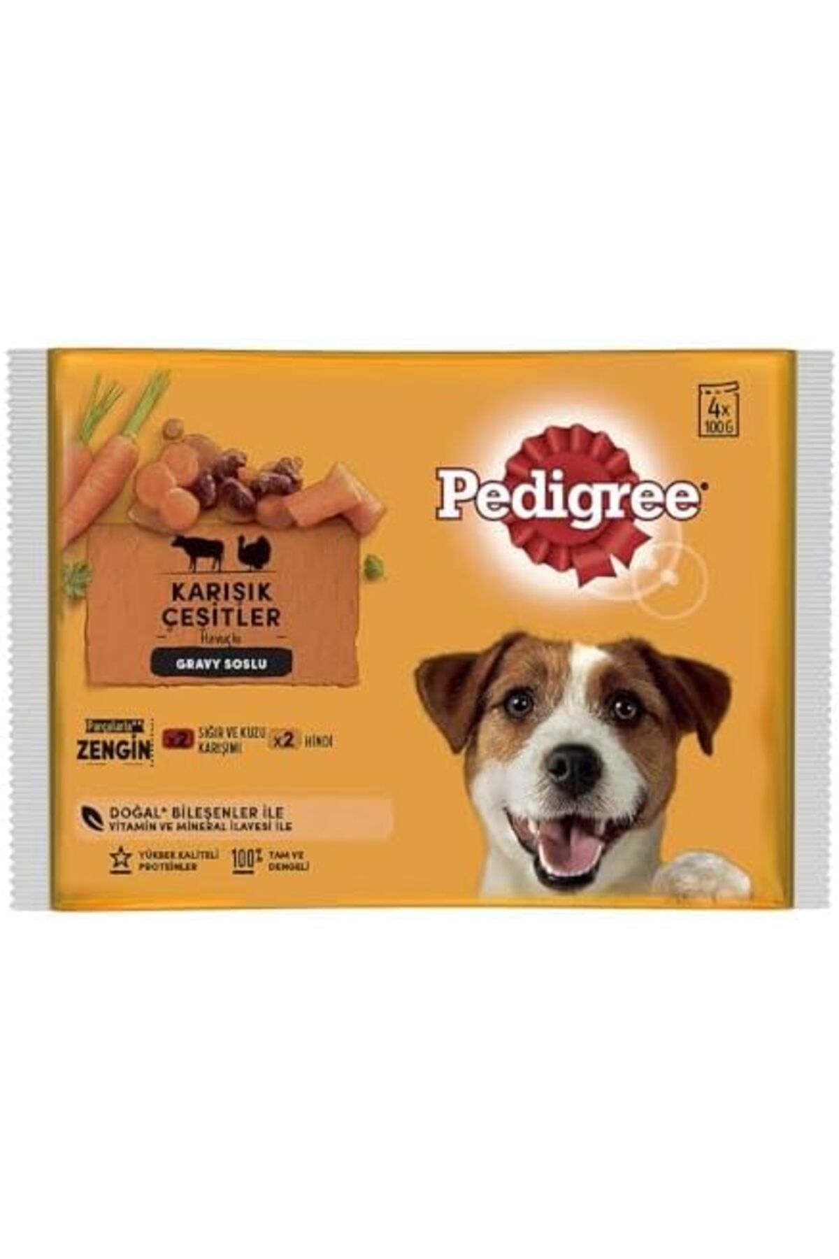 Orqinel Pedigree Küçük Köpek Etli Seçenekleri 4'lü Poşet Paket Yaş Mama, 400 Gram
