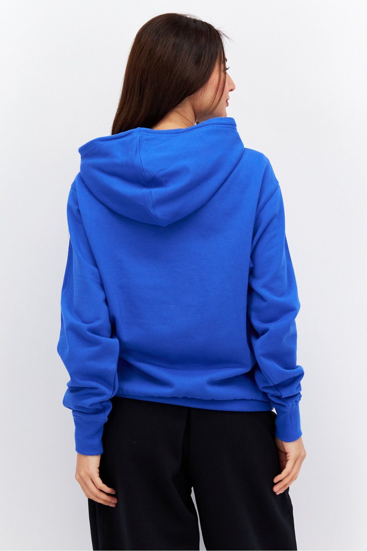 adidas-Women Sportswear Fit Long Sleeves Outdoor Hoodie, Blue 2