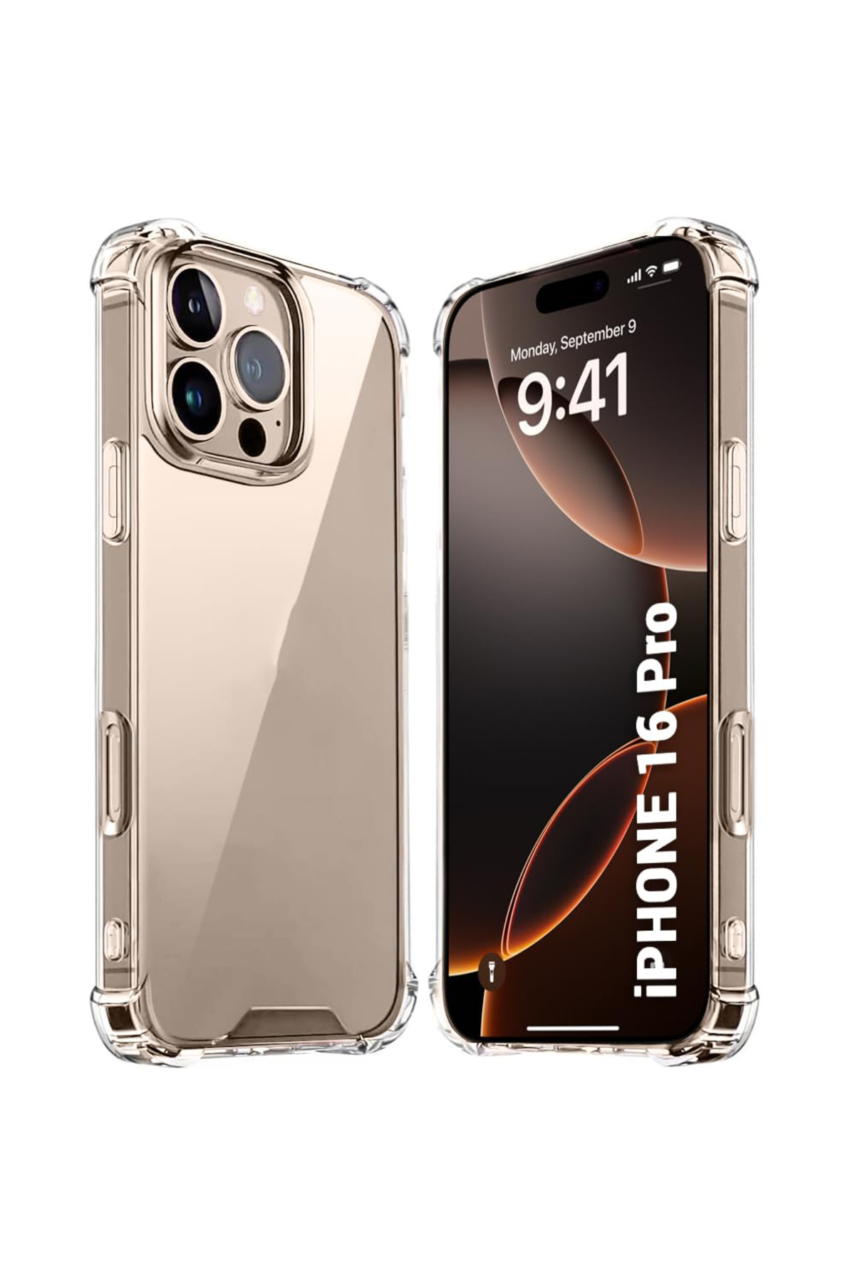 Apple iPhone 16 Pro Kapak Kamera Bölümü Açık Airbag Antishock Köşe Korumalı Şeffaf Silikon Kılıf