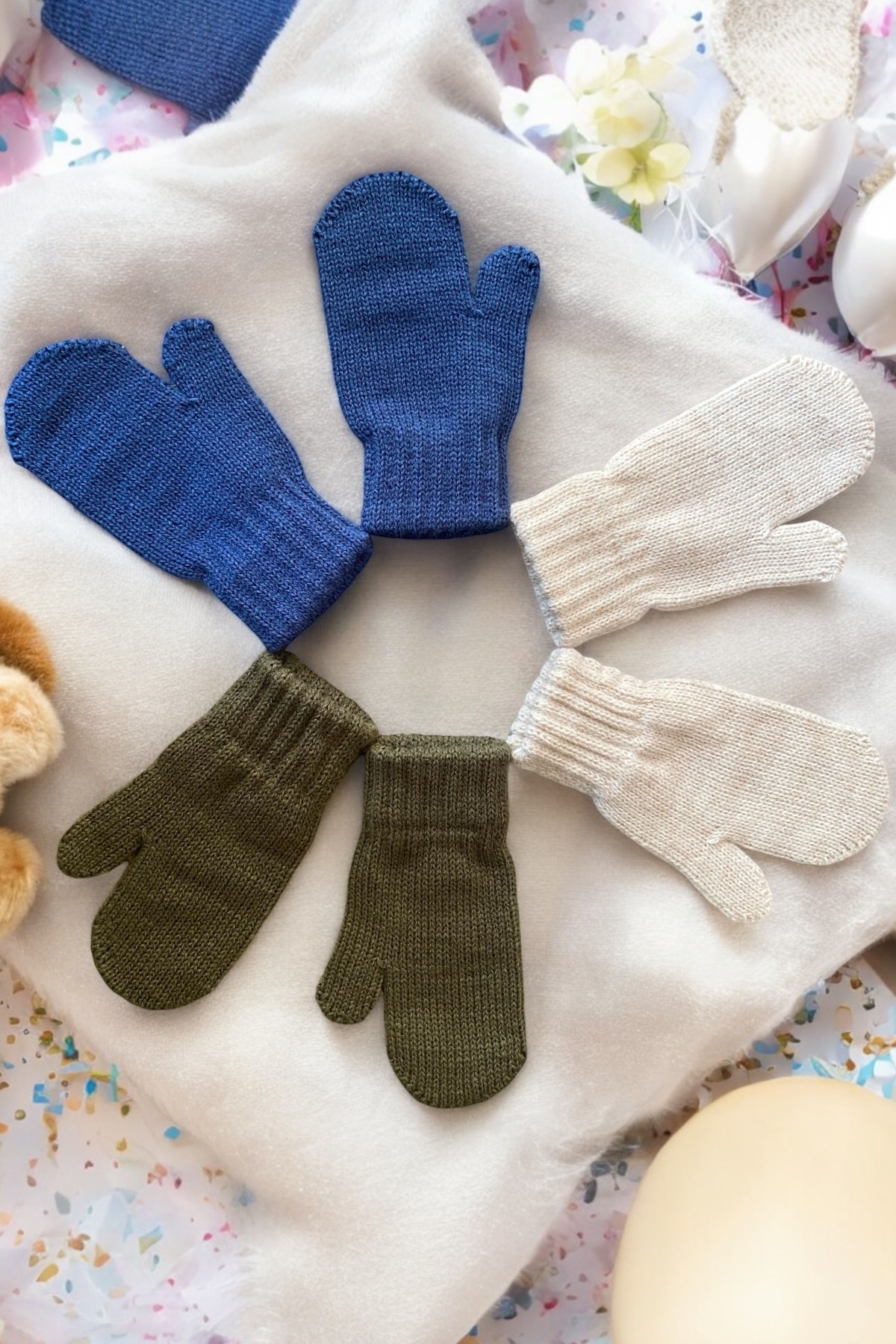 DAFFODİL Unisex Triko Bebek Eldiveni 3 Çift Set (0-3 YAŞ) fotoğrafı 2 (önizleme)