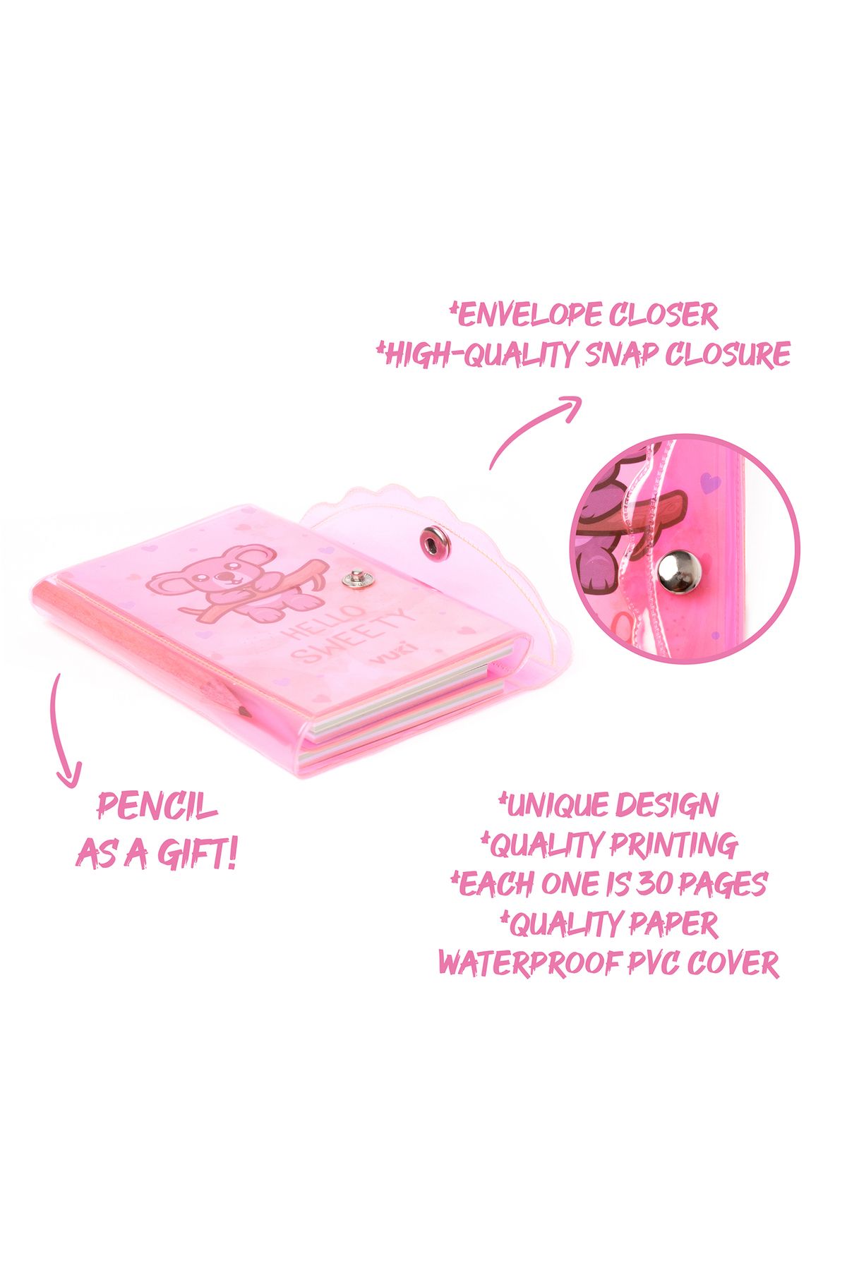 VUKİ-Mini 3 Compartment Notebook with Pen 2