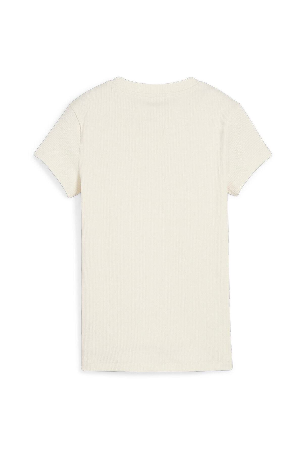 Puma-Tričko Puma Classics Ribbed Slim Tee, béžové, dámske 2