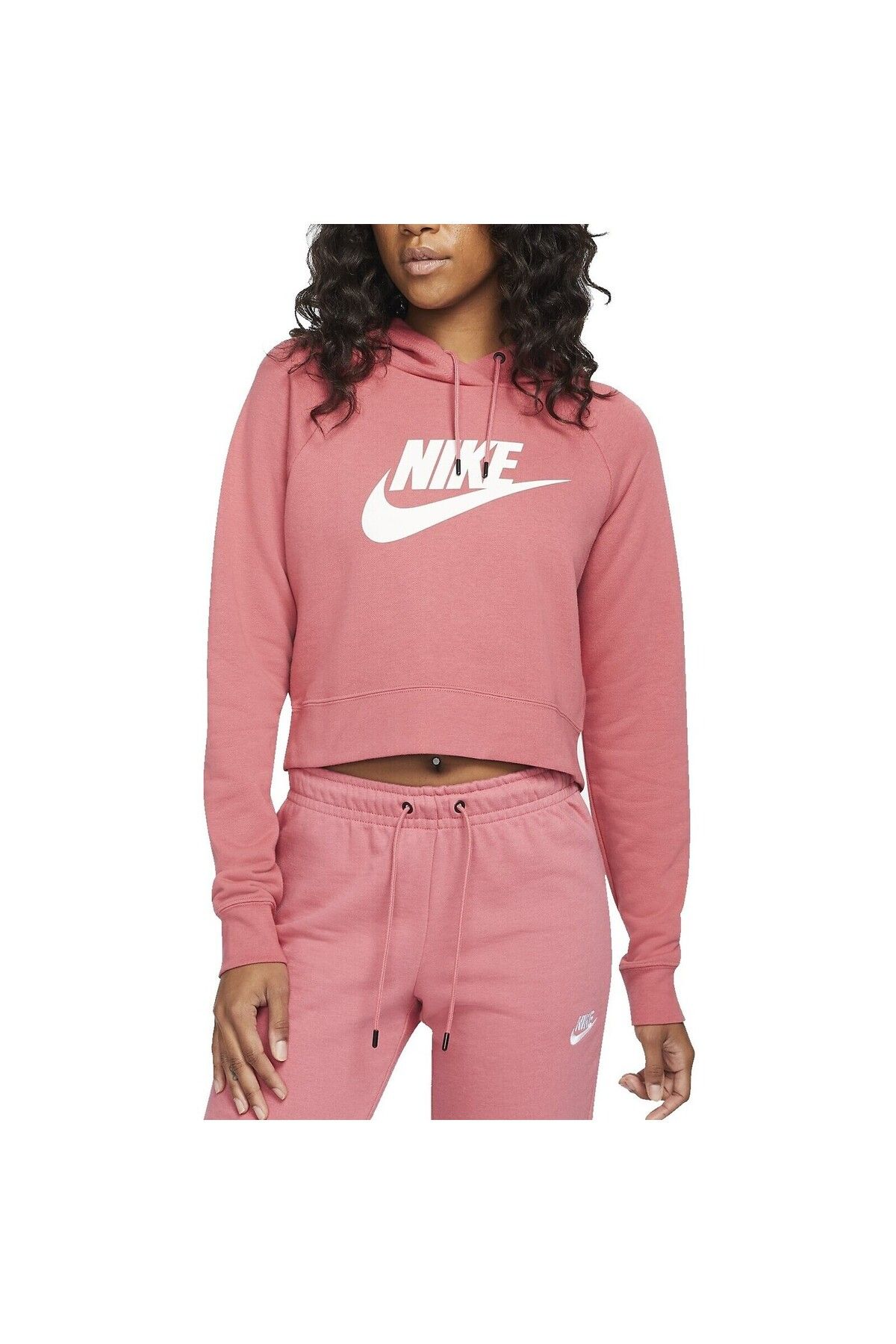 Nike-Κουκούλα Nike Essentials Fleece Crop, Ροζ, Γυναικεία 1