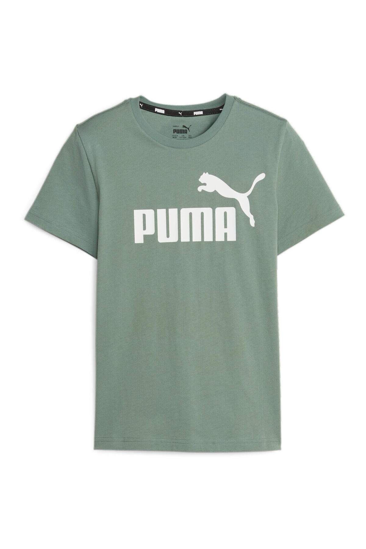 Puma-Tričko Puma Essentials Logo, Zelené, Dětské 4