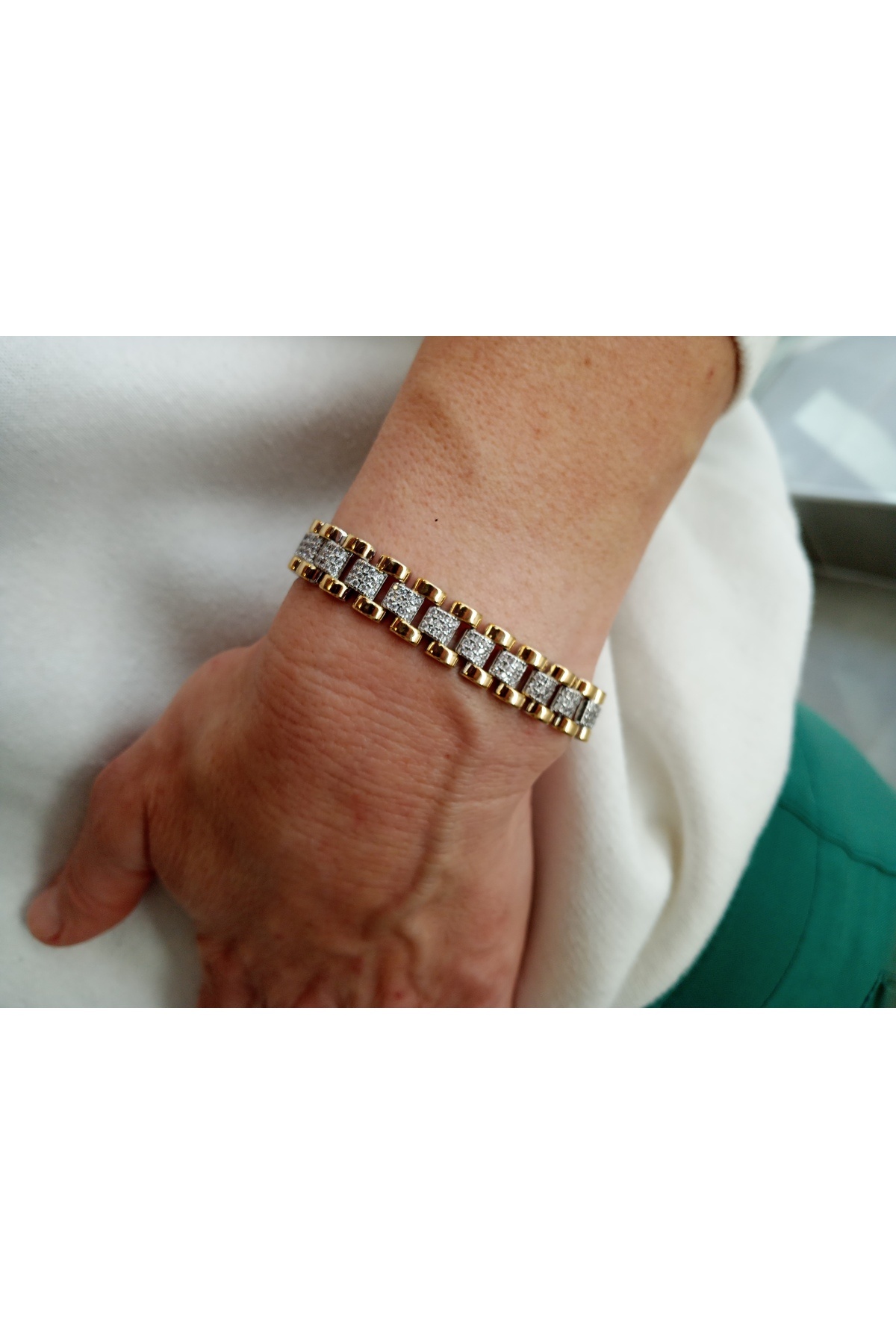 MODA-Two Color Tank Palette Model Bracelet – Special Design with Zircon Stone 2