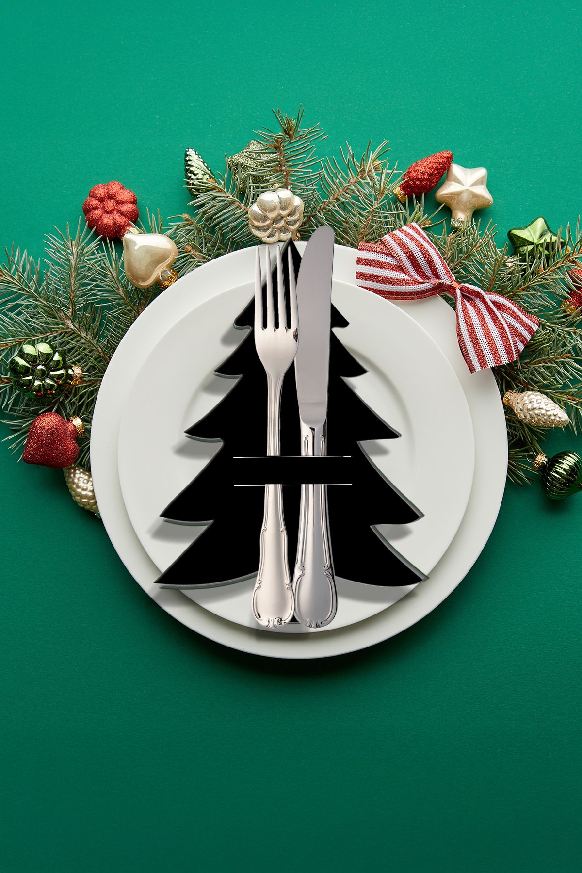 Feymoons-Pine Tree Spoon Fork Knife Christmas Table Decor 6 Pcs Napkin Holder Black Depasus1050 2