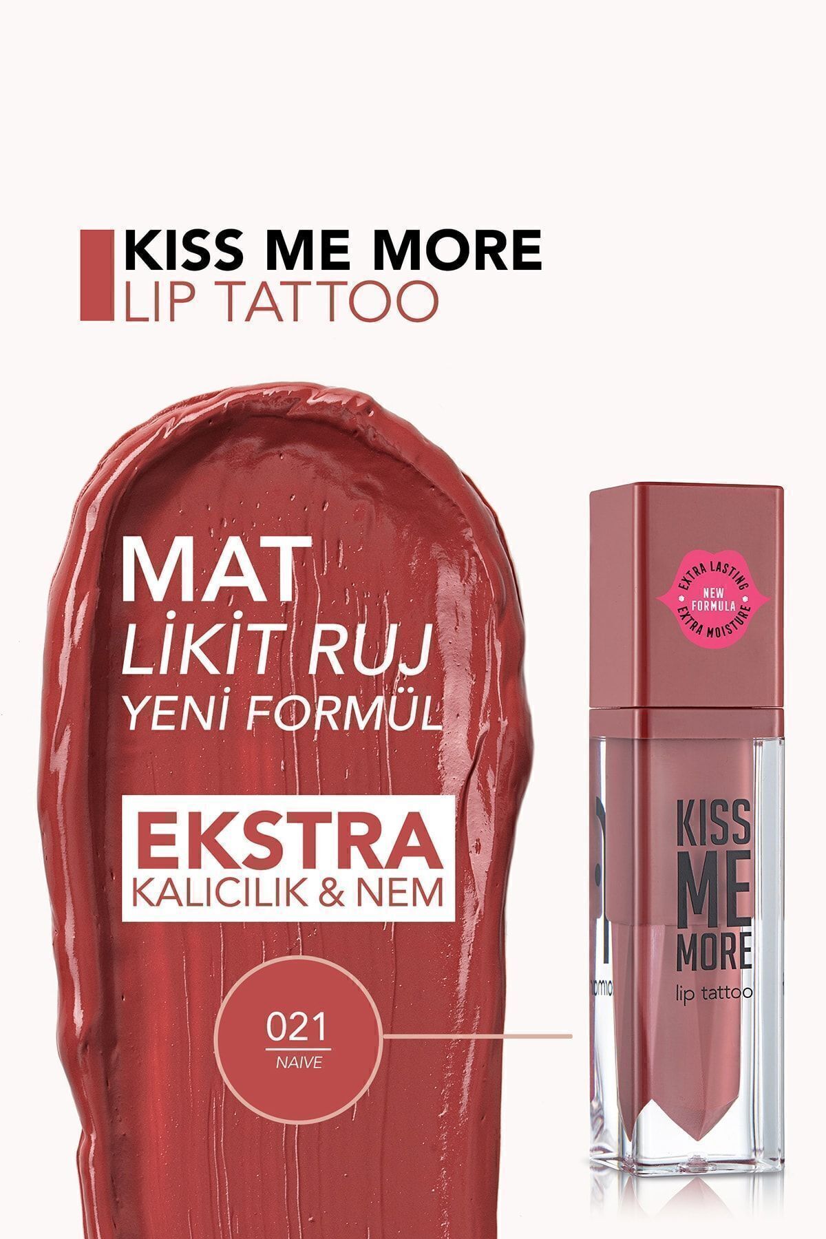 Flormar Uzun Süre Kalıcı Mat Ruj - Kiss Me More-021 Naive-8682536040884-4