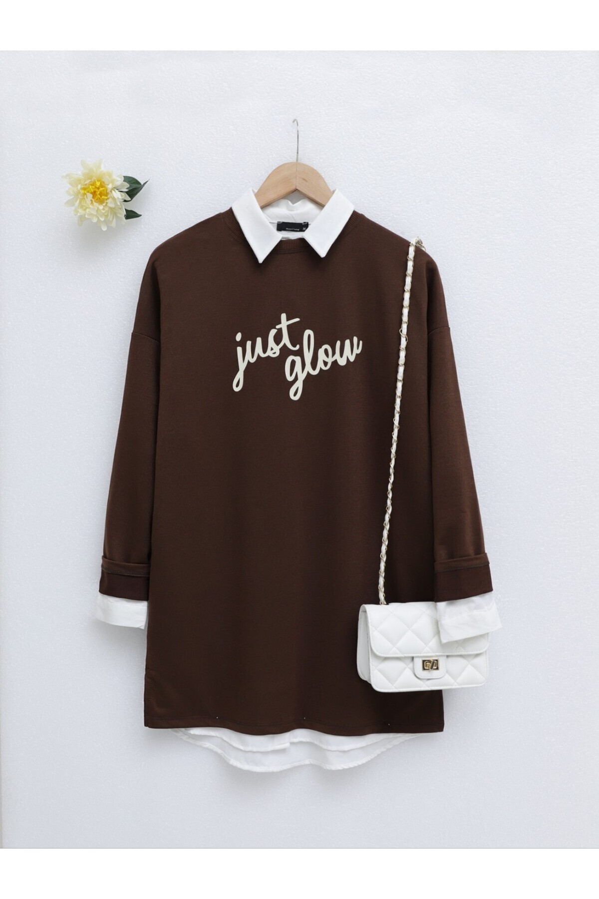 Modamorfo-Braun bedrucktes Sweatshirt aus gekämmter Baumwolle - k. 3