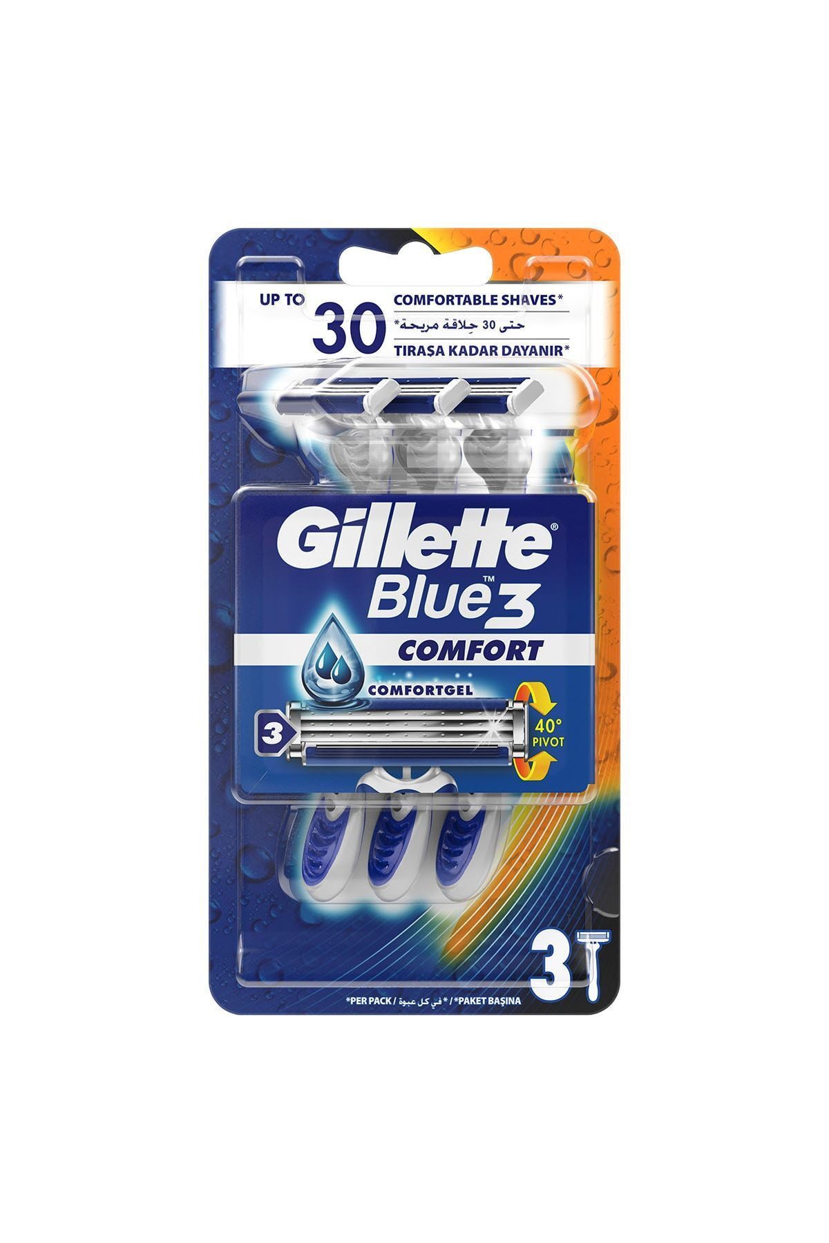 Gillette-Blue 3 Comfort 3 blades 3 razors Card (9664) --- Gillette Blue 3 Men's Razors Card 3 pieces 2