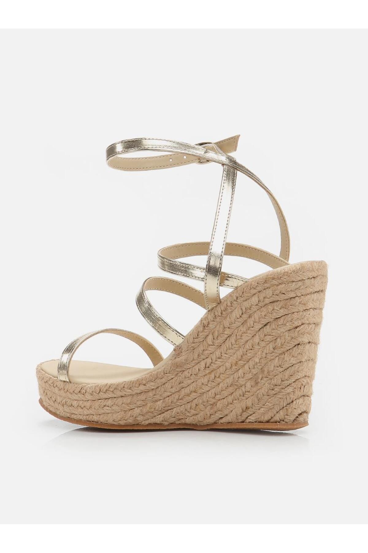 اسپادریل طلایی زنانه پاشنه پا سکوی طلای Su Espadril
