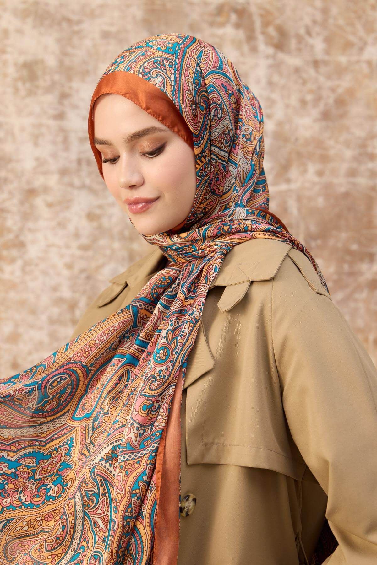 İpekhan-Orange Indian Voile Shawl - 5003-04 1