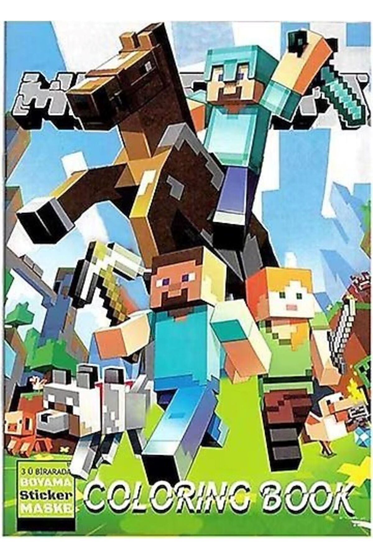 booddie Boyama Kitabı Minecraft  Stickerlı (Arka Kapak Kesilerek Maskeli )Boyanacak Sayfa Sayısı 16