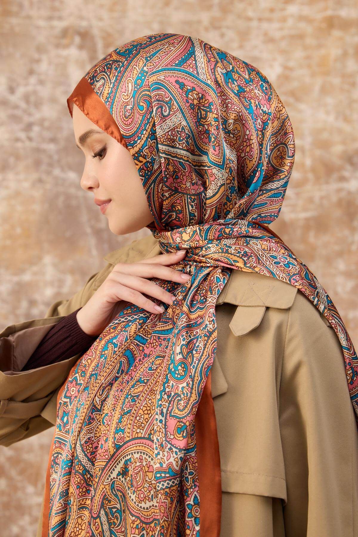 İpekhan-Orange Indian Voile Shawl - 5003-04 4