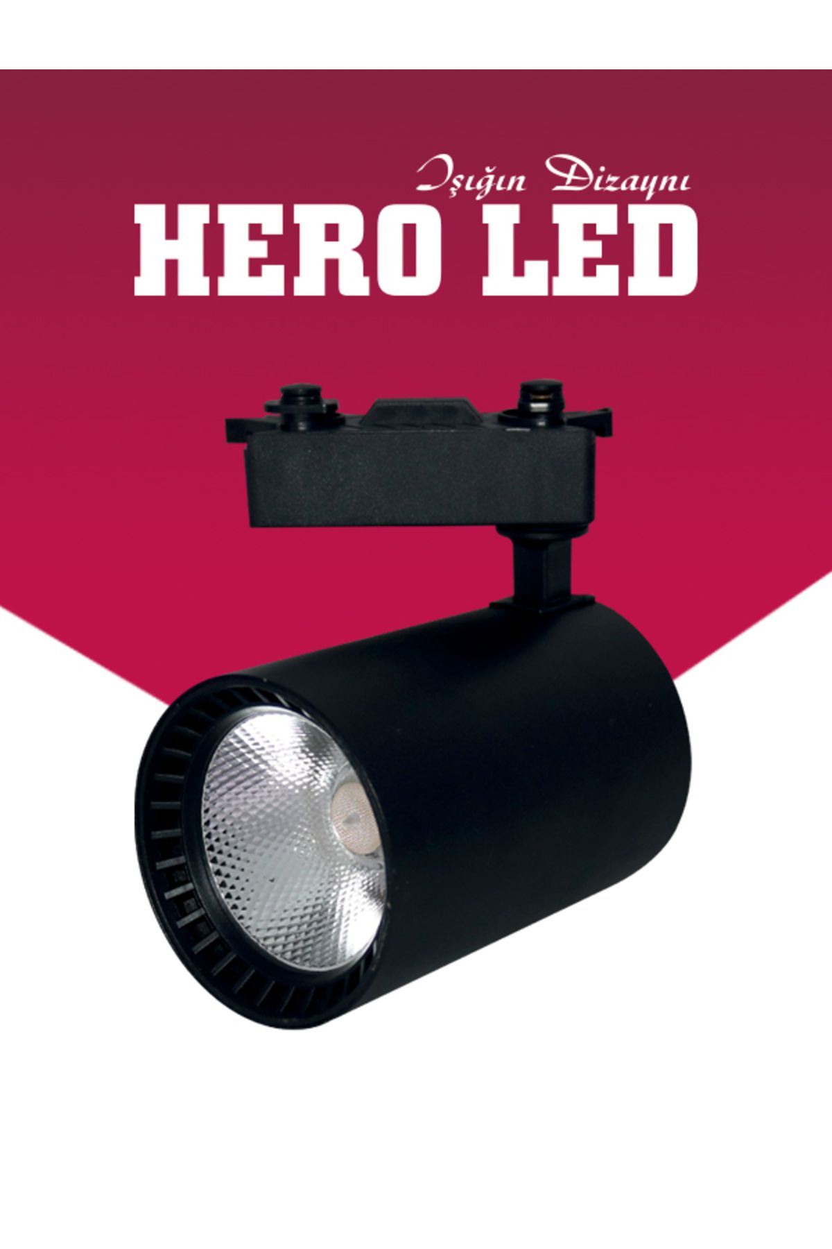 Hero Led Hl-3304SNN 30 Watt Siyah Kasa Cob Led Ray Spot Lamba Led Işık - 4000K NATURAL