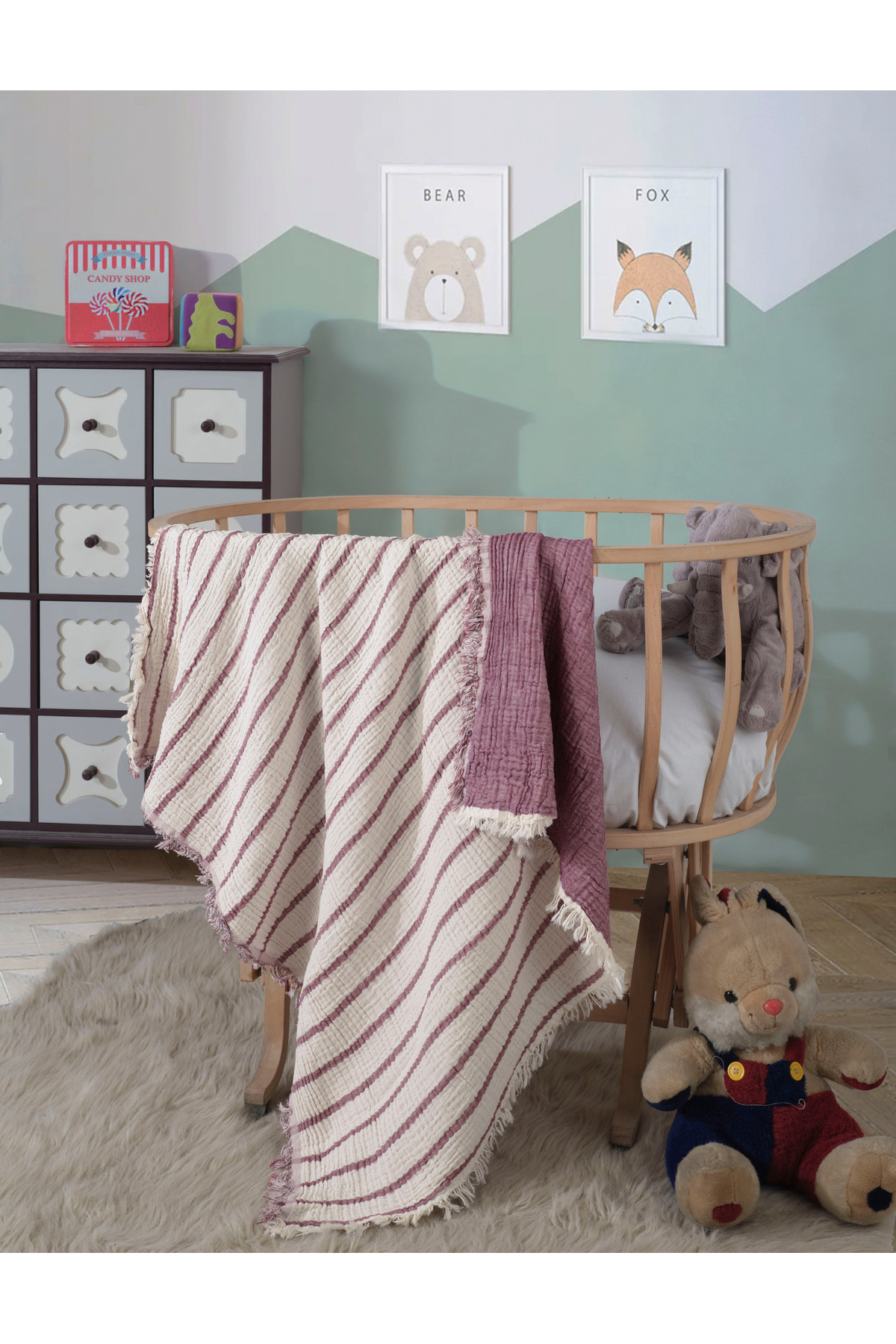 4 Layers, Double Sided, 100 X 120 Cm Baby Muslin Blanket, Cotton Multipurpose Baby Blanket