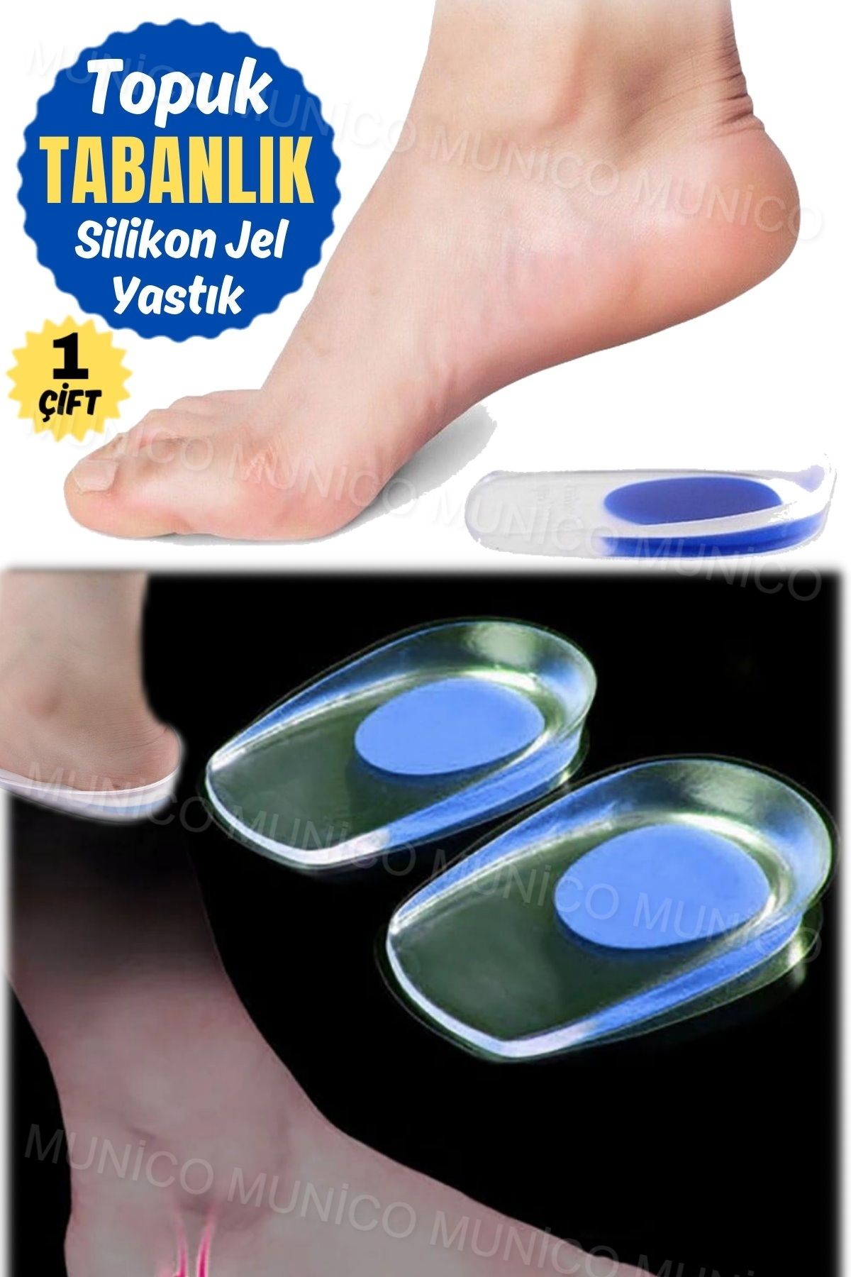 AboutThePerfect İki Parça Jel Topuk Destek Yastığı, Rahat Ayak ve Taban Koruyucu