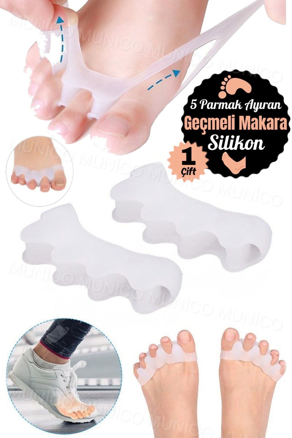 AboutThePerfect Yumuşak 5 Parmak Ayırıcı Silikon Makara Çift, Sağlıklı ve Rahat Ayaklar İçin
