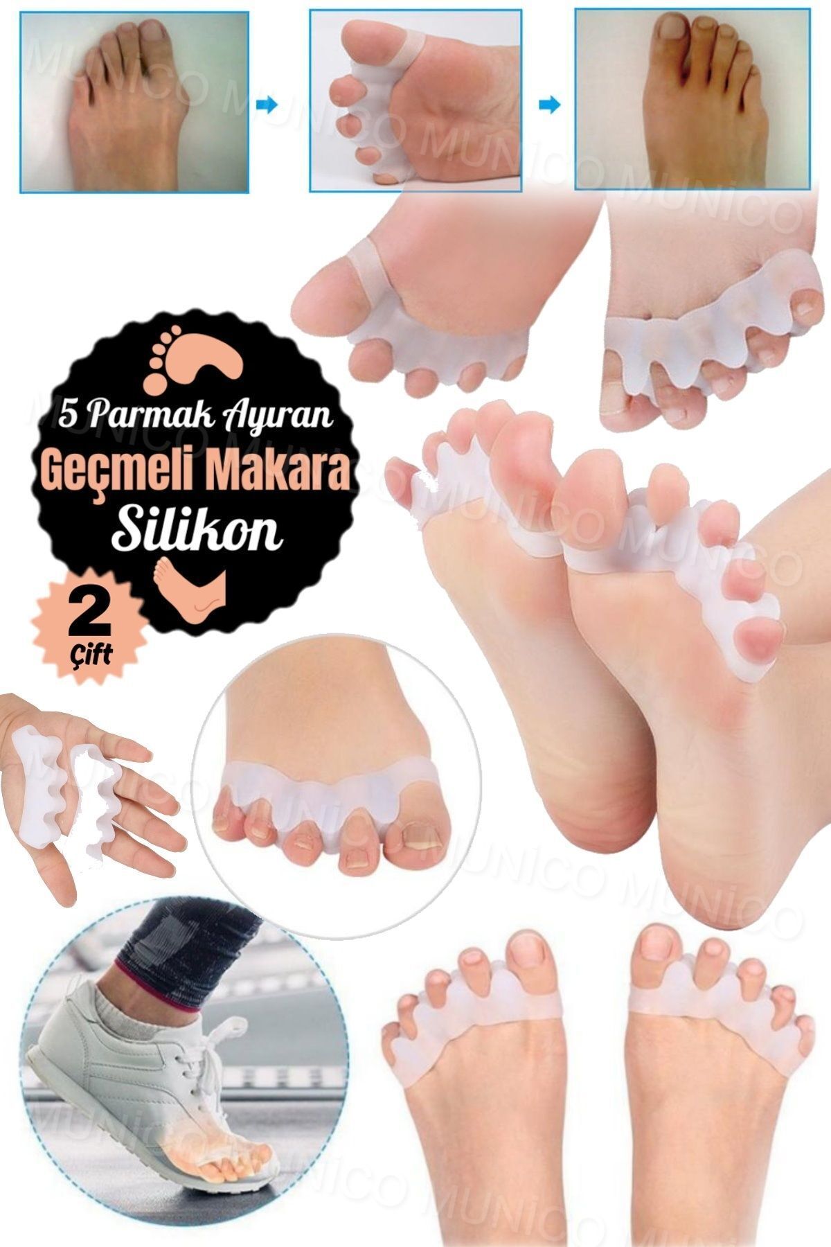 AboutThePerfect İki Çift Silikon Ayak Parmak Aksesuarı, Kan Dolaşımını Destekler ve Rahatlatır