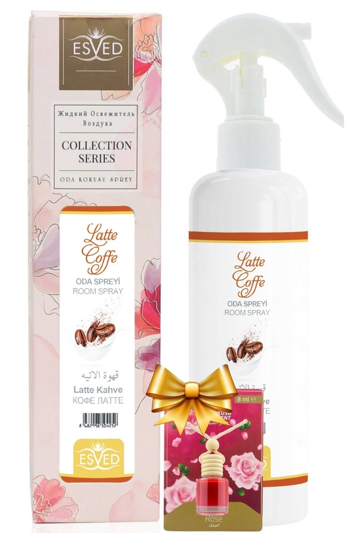 ESVED Latte Kahve Kokusu Sprey 400Ml. Gül Kokusu Araba Kokusu 8Ml. Hediyeli